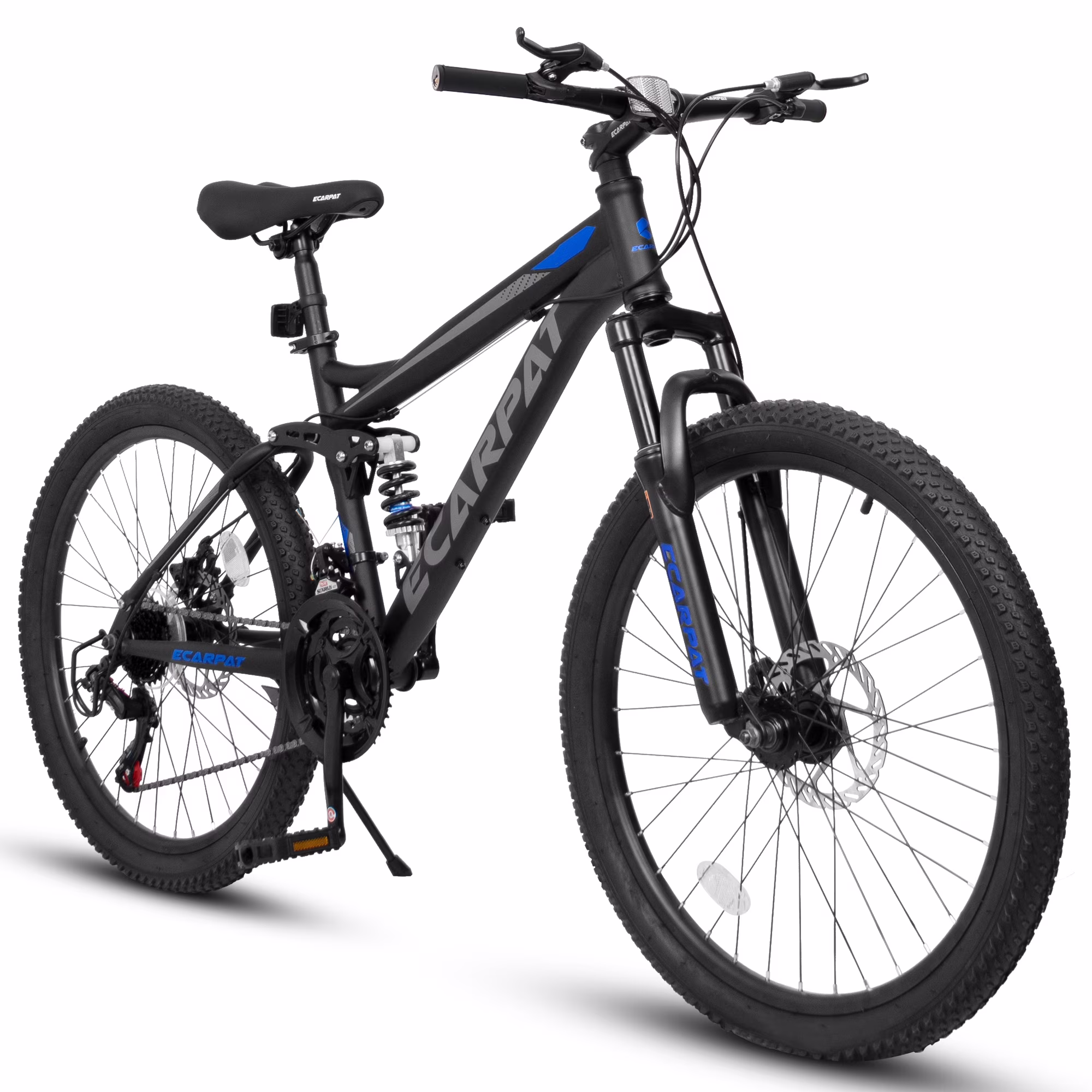26-Inch Full Suspension Mountain Bike, 21-Speed Disc Brakes, Steel Frame, Unisex for Adults-Black