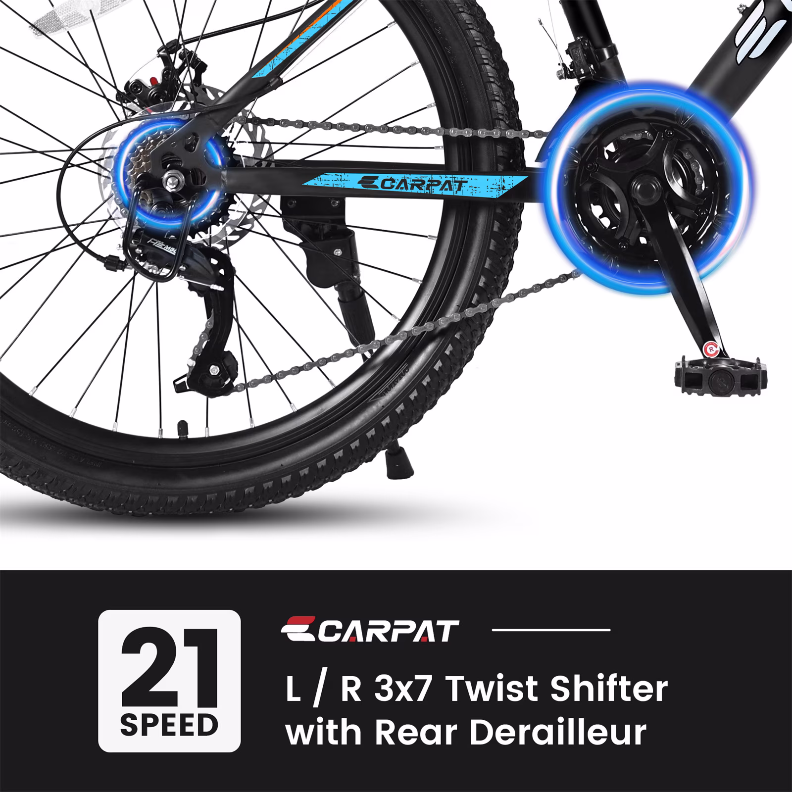 26-Inch Mountain Bicycle for Adults & Teens, Shimano 21-Speed with Disc Brakes, Blue - Image 5