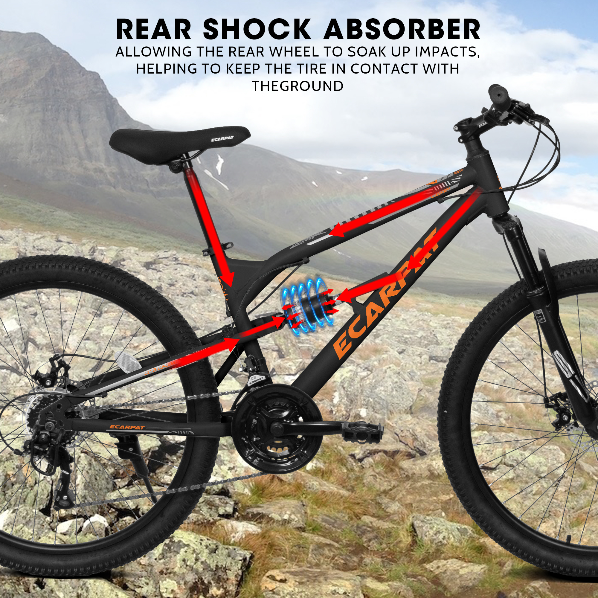 26 Inch Mountain Bike Dual Suspension MTB Bicycle for Teens and Adults, 21-Speed Model with Dual Disc Brakes and Comfortable Saddle, Lightweight Frame Commuter Bike - Image 5