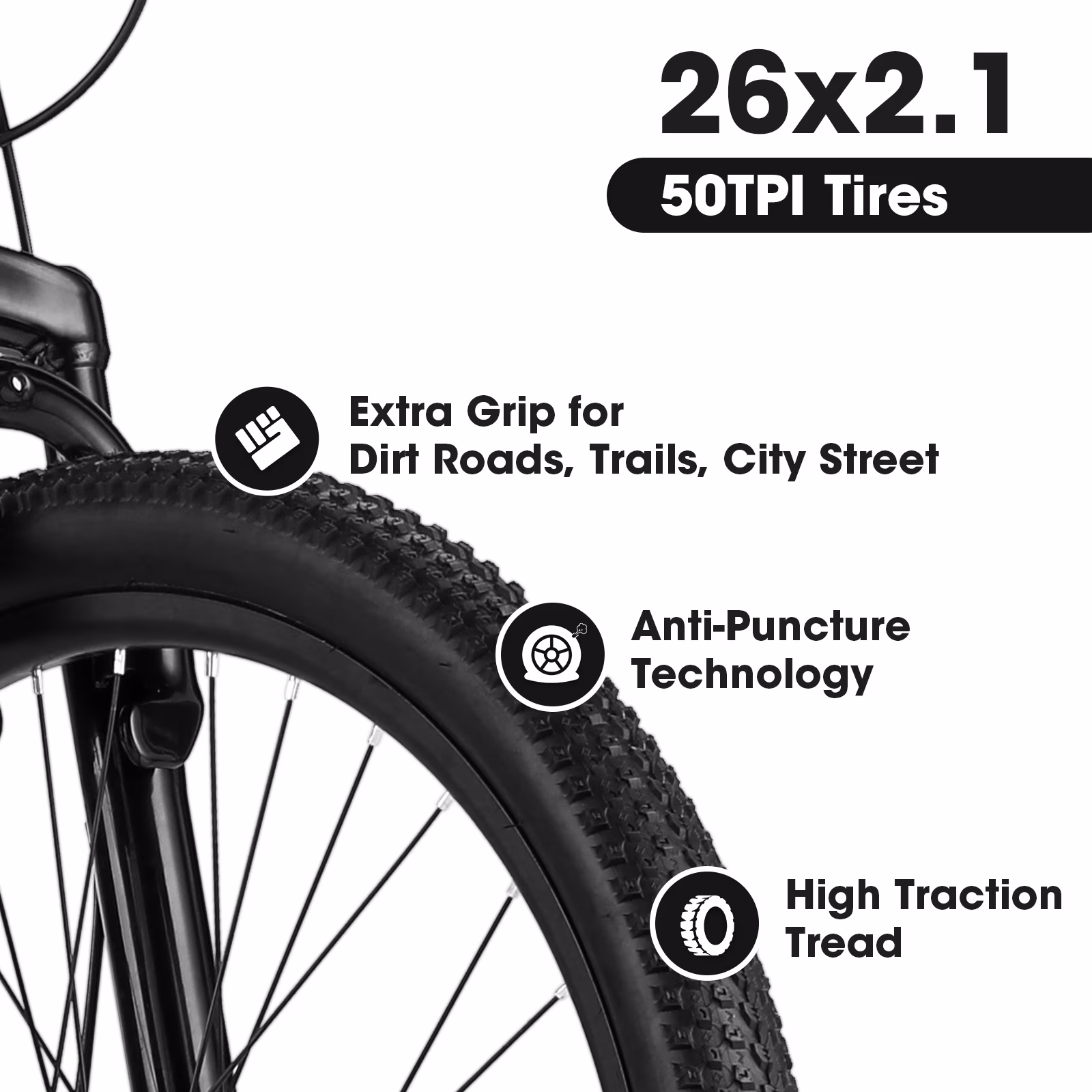 26 inch Mountain Bike for Teenagers Girls Women, with 21 Speeds & Dual Disc Brakes, 100mm Front Suspension High Steel Frame Outdoor Cycling School Work - Image 2