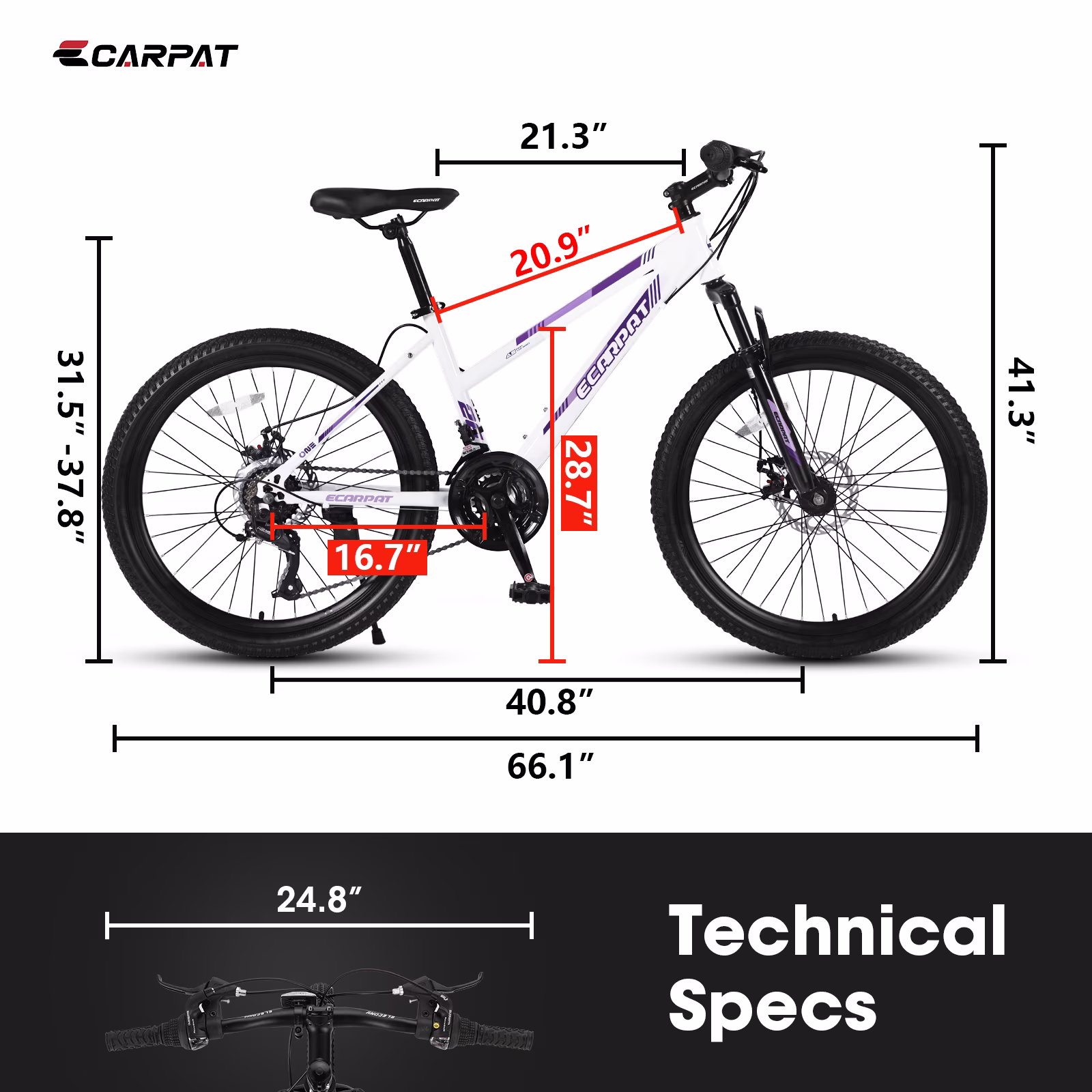 26 inch Mountain Bike for Teenagers Girls Women, with 21 Speeds & Dual Disc Brakes, 100mm Front Suspension High Steel Frame Outdoor Cycling School Work - Image 4
