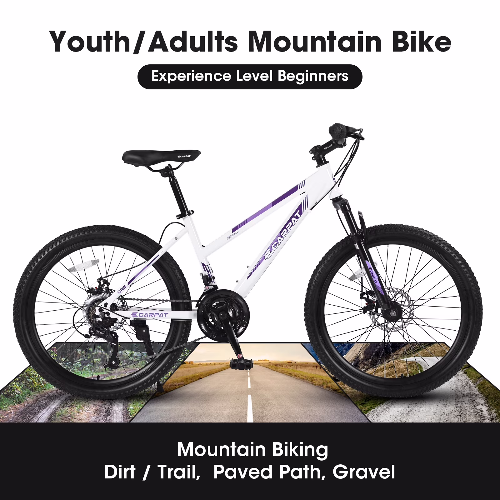 26 inch Mountain Bike for Teenagers Girls Women, with 21 Speeds & Dual Disc Brakes, 100mm Front Suspension High Steel Frame Outdoor Cycling School Work - Image 3