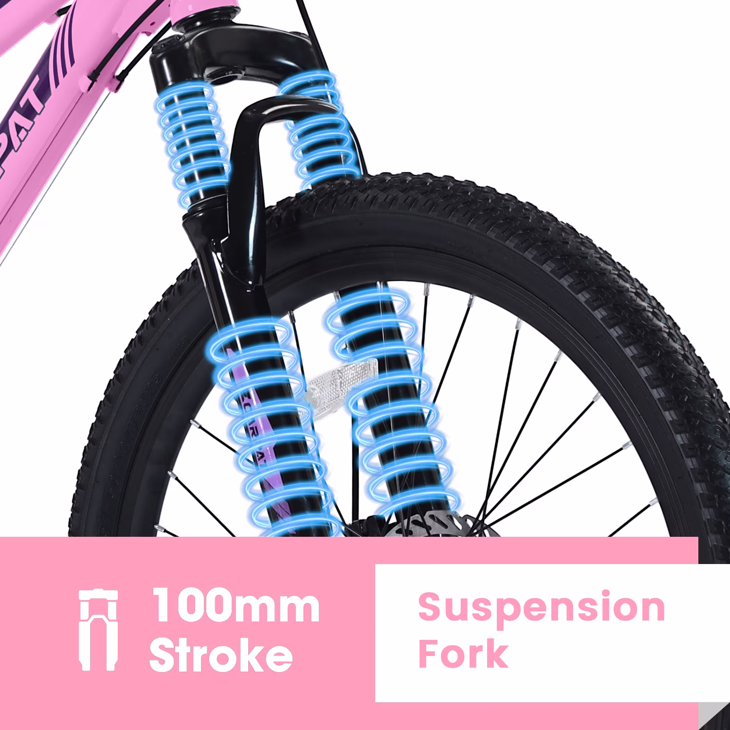 26 inch Women Mountain Bike, 21 Speeds Mountain Bicycle with Steel Frame, Dual Disc Brakes and 100mm Front Suspension, MTB Bike for Urban Trail Snow Commuter, Pink - Image 4