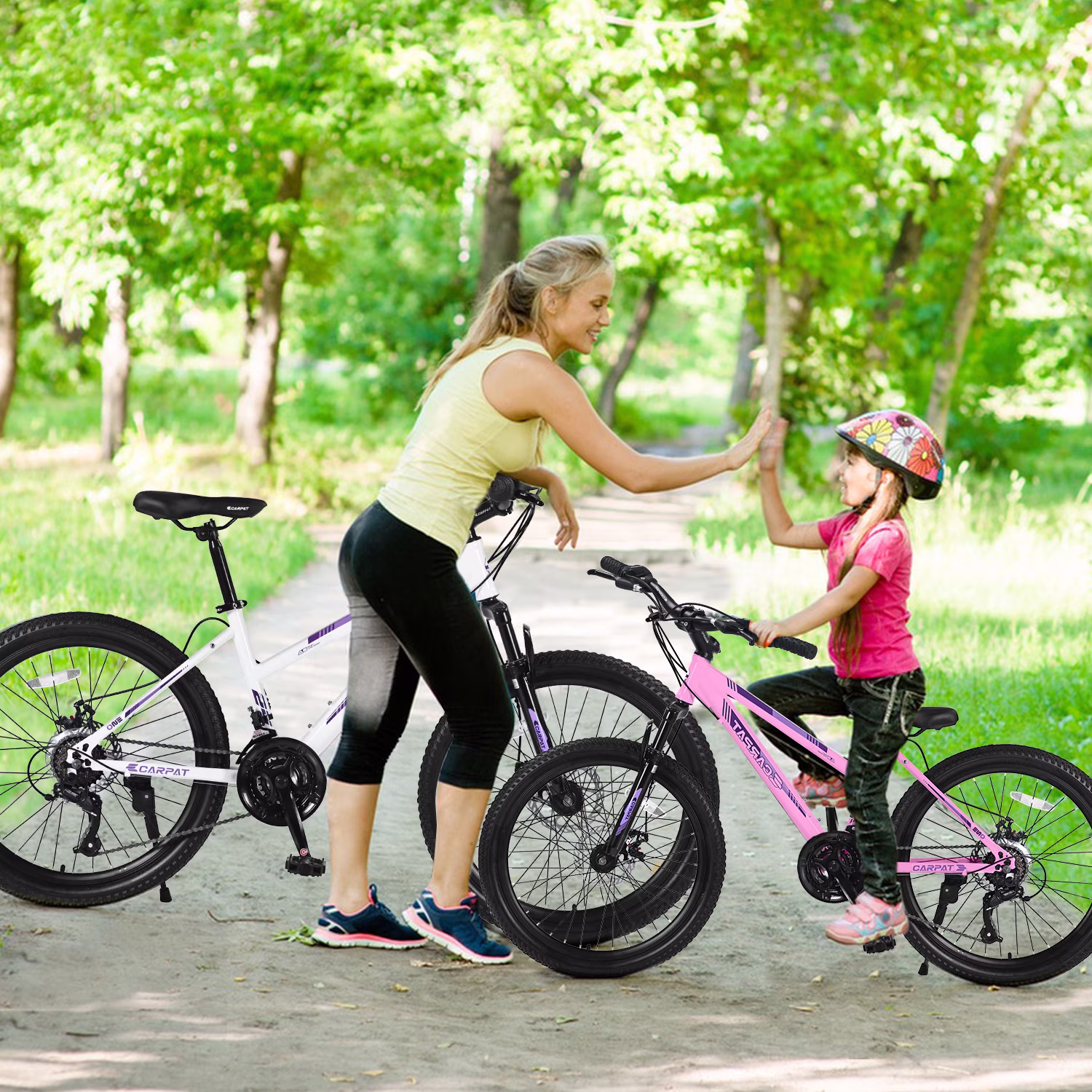 26 inch Women Mountain Bike, 21 Speeds Mountain Bicycle with Steel Frame, Dual Disc Brakes and 100mm Front Suspension, MTB Bike for Urban Trail Snow Commuter, Pink - Image 5