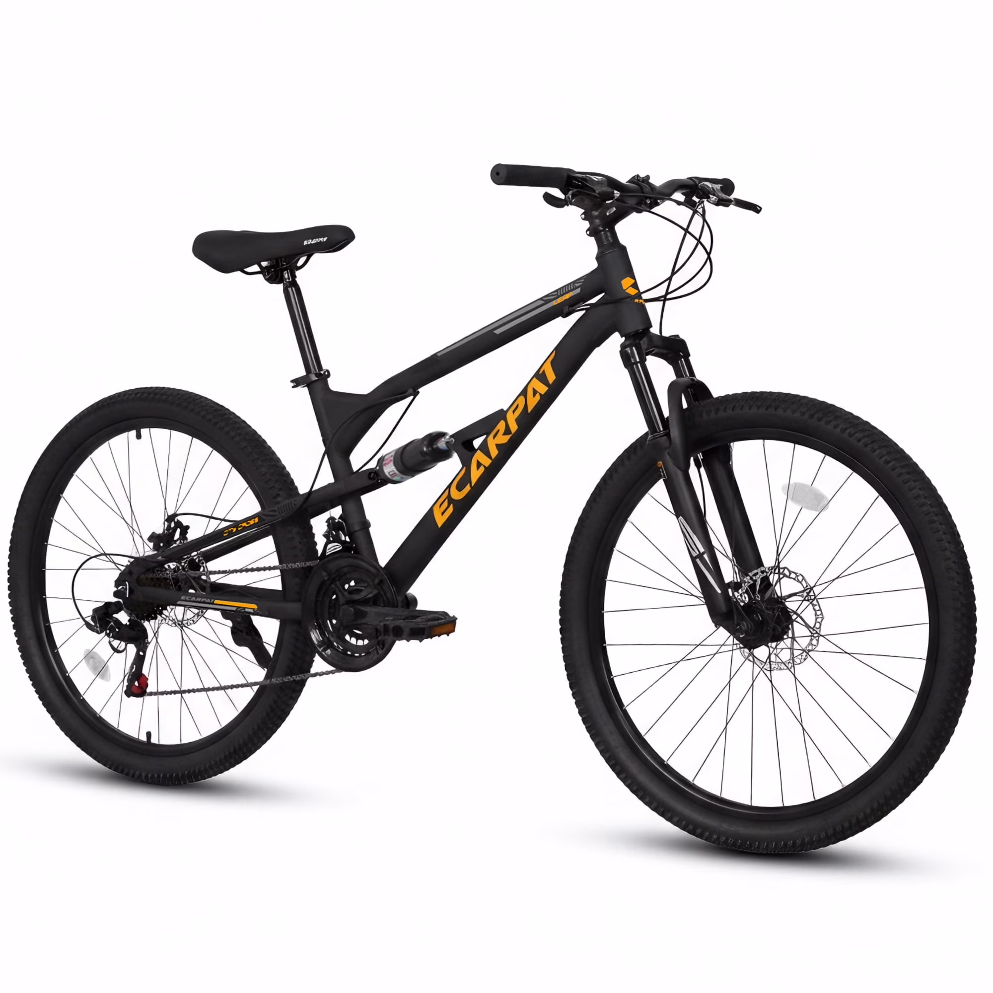 26" Mountain Bike, 21 Speed Full Suspension MTB, Dual Disc Brakes, High Carbon Steel Frame, 85% Pre-Assembled, for Men & Women Adult