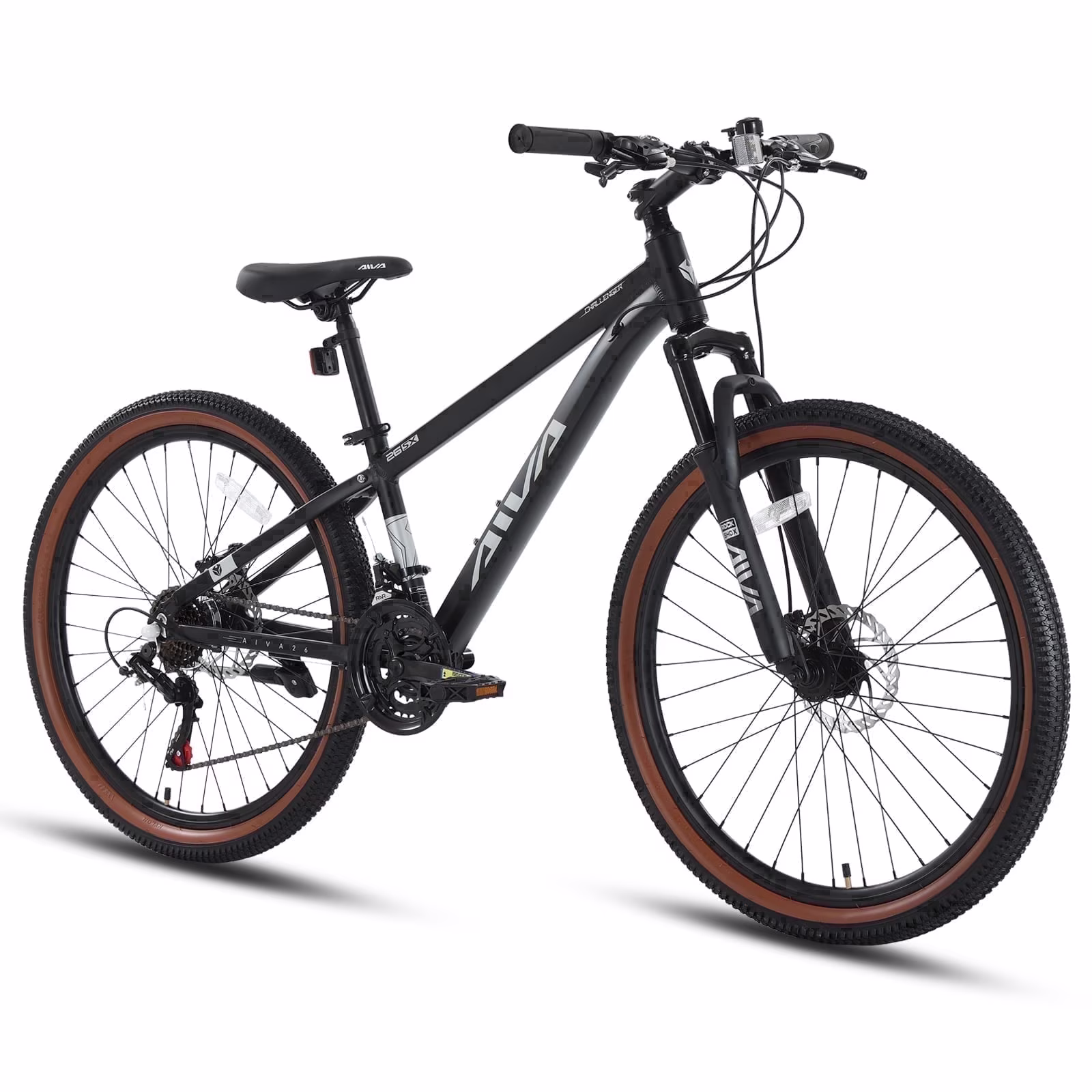 26" Wheel Mountain Bike, 21 Speed with Dual Disc Brake Mountain Bicycle, Aluminum Frame Fits Teens Womens Mens MTB Cycling Bikes