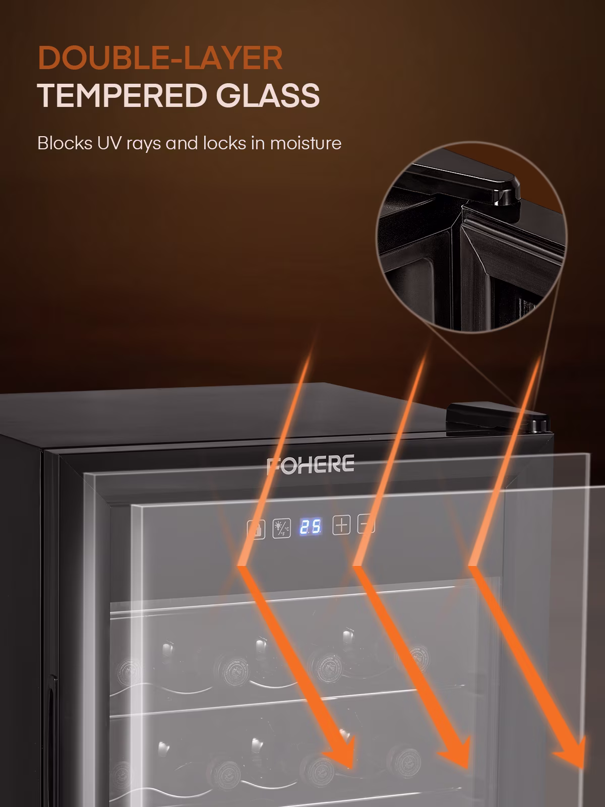 28 Bottles Wine Refrigerator, Freestanding Wine Cellar with LED Light, Digital Temper Control - Image 2
