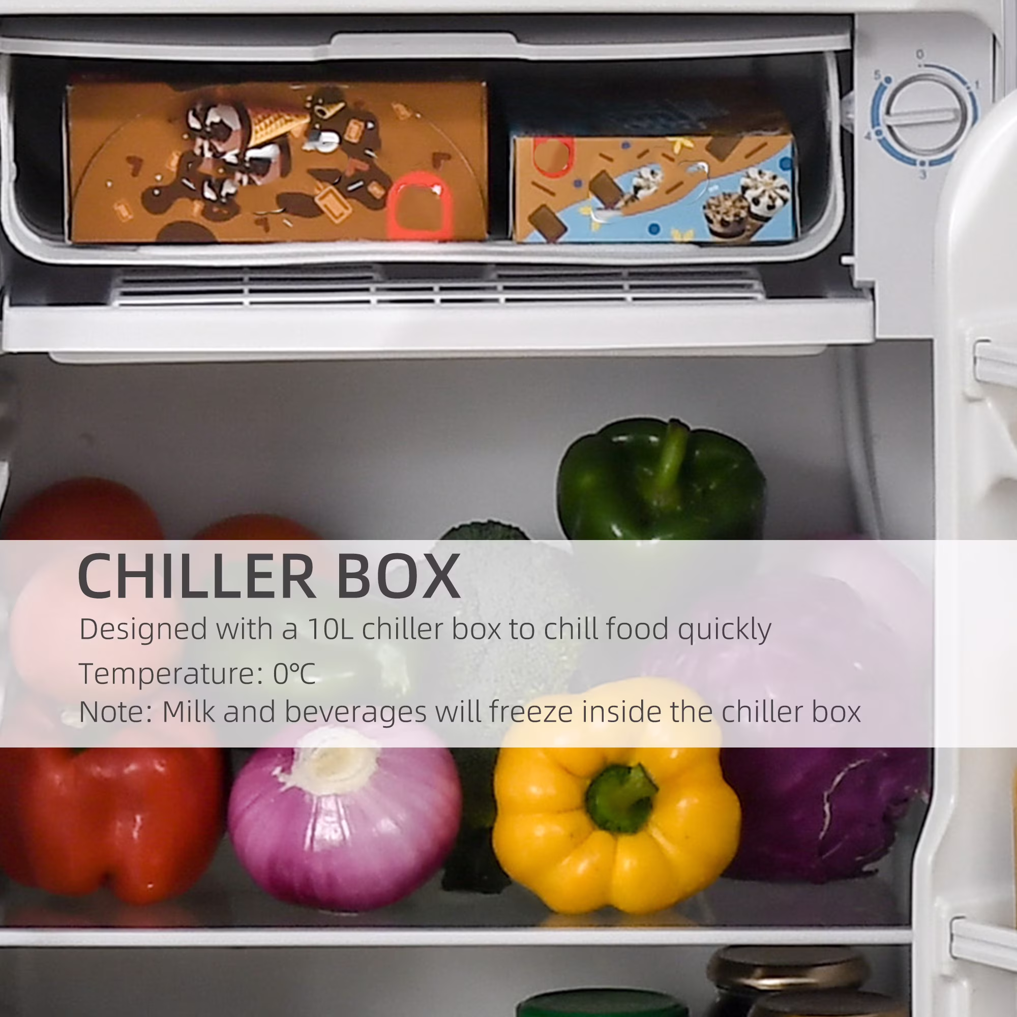 3.2 Cu.Ft Mini Fridge with Freezer, Compact Refrigerator, Silver - Image 4