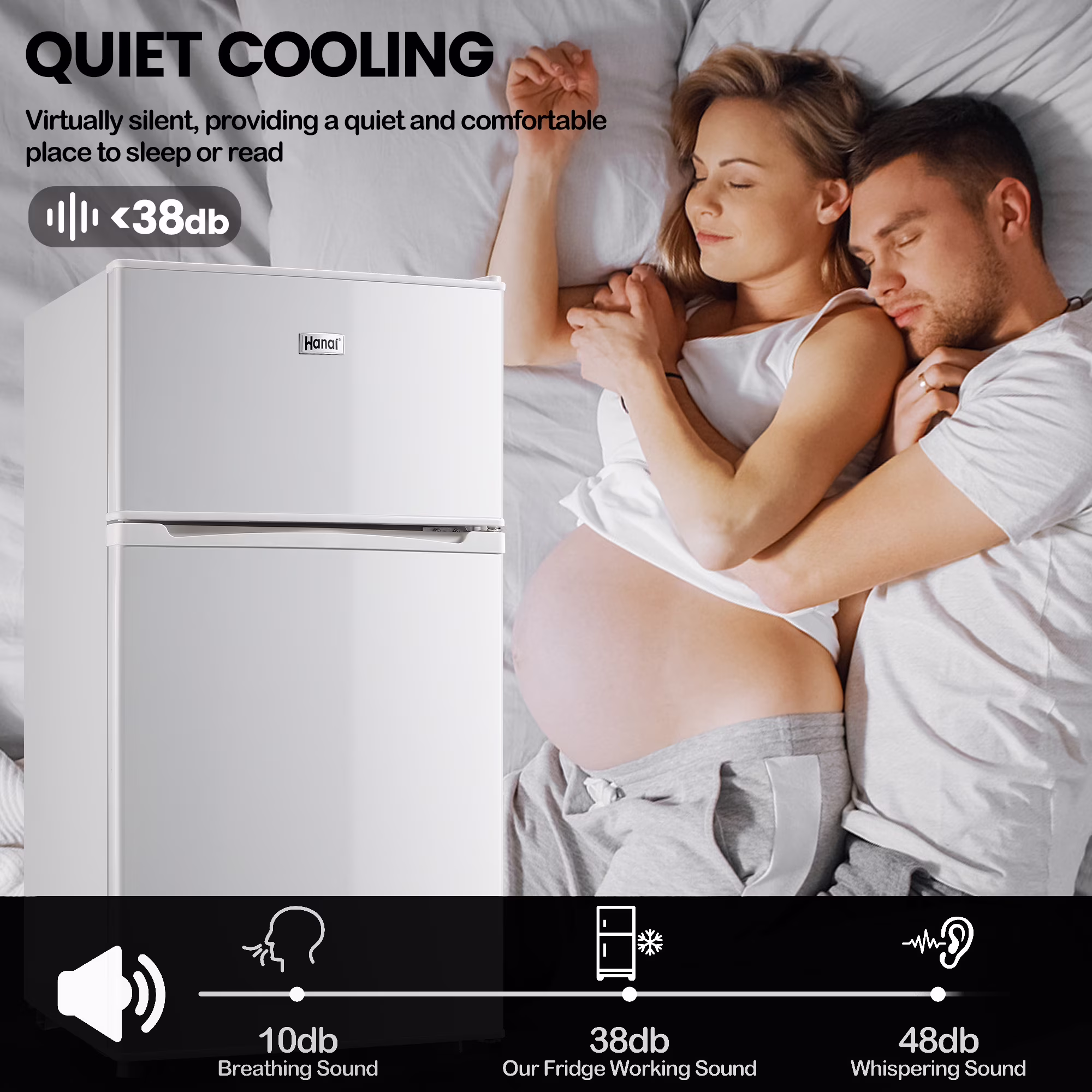 3.5Cu.ft Two Door Mini Fridge with Freezer,7 Adjustable Thermostat,17.9*17.5*34.7 inches,Apartment Size Refrigerator,White,New - Image 4