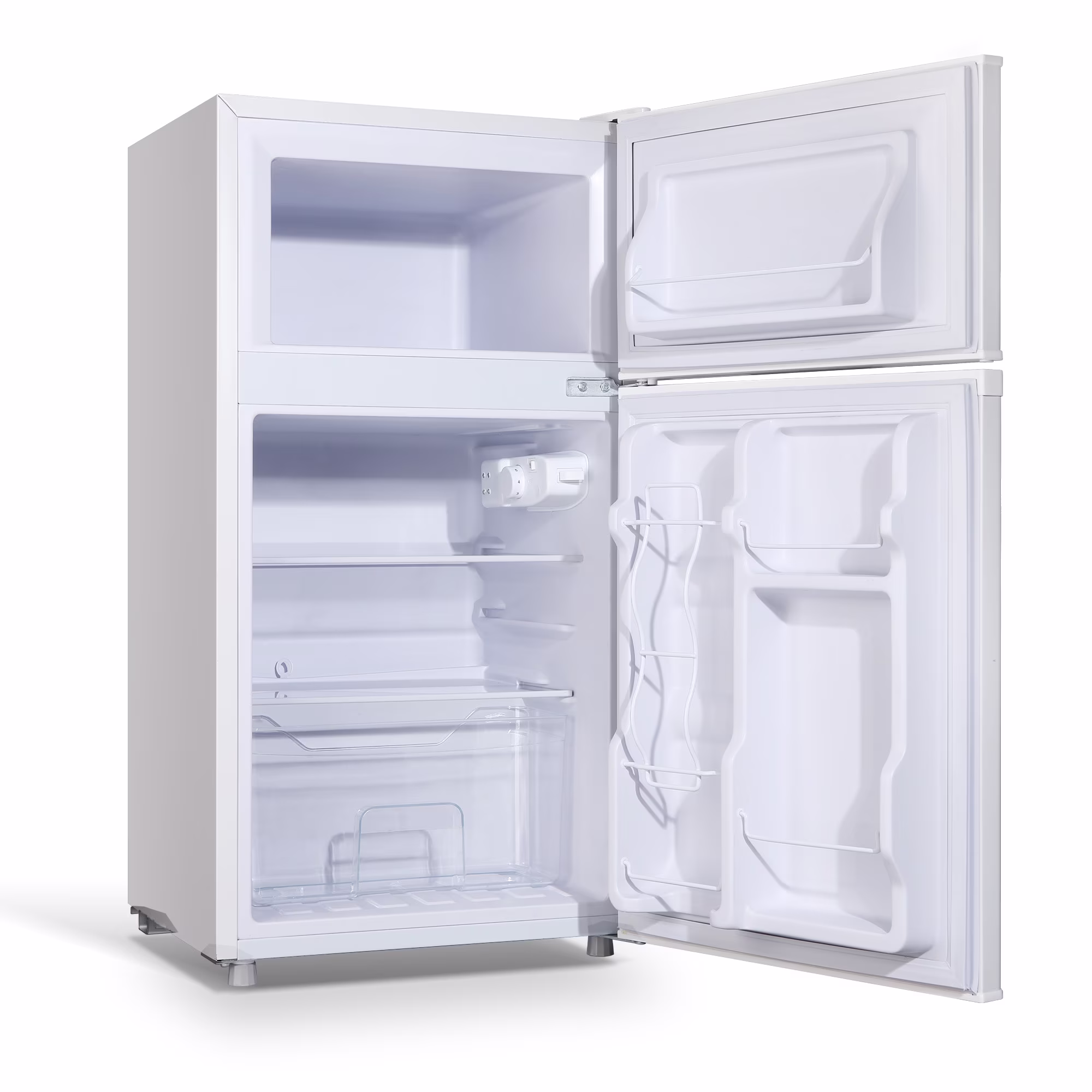 3.5Cu.ft Two Door Mini Fridge with Freezer,7 Adjustable Thermostat,17.9*17.5*34.7 inches,Apartment Size Refrigerator,White,New - Image 2