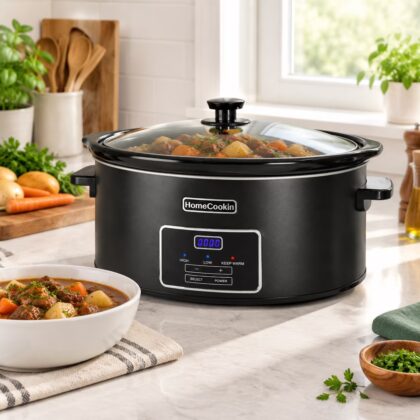 6 Quart Slow Cooker Kitchen Appliances Small Appliance For Family Dinners Black Stainless Steel