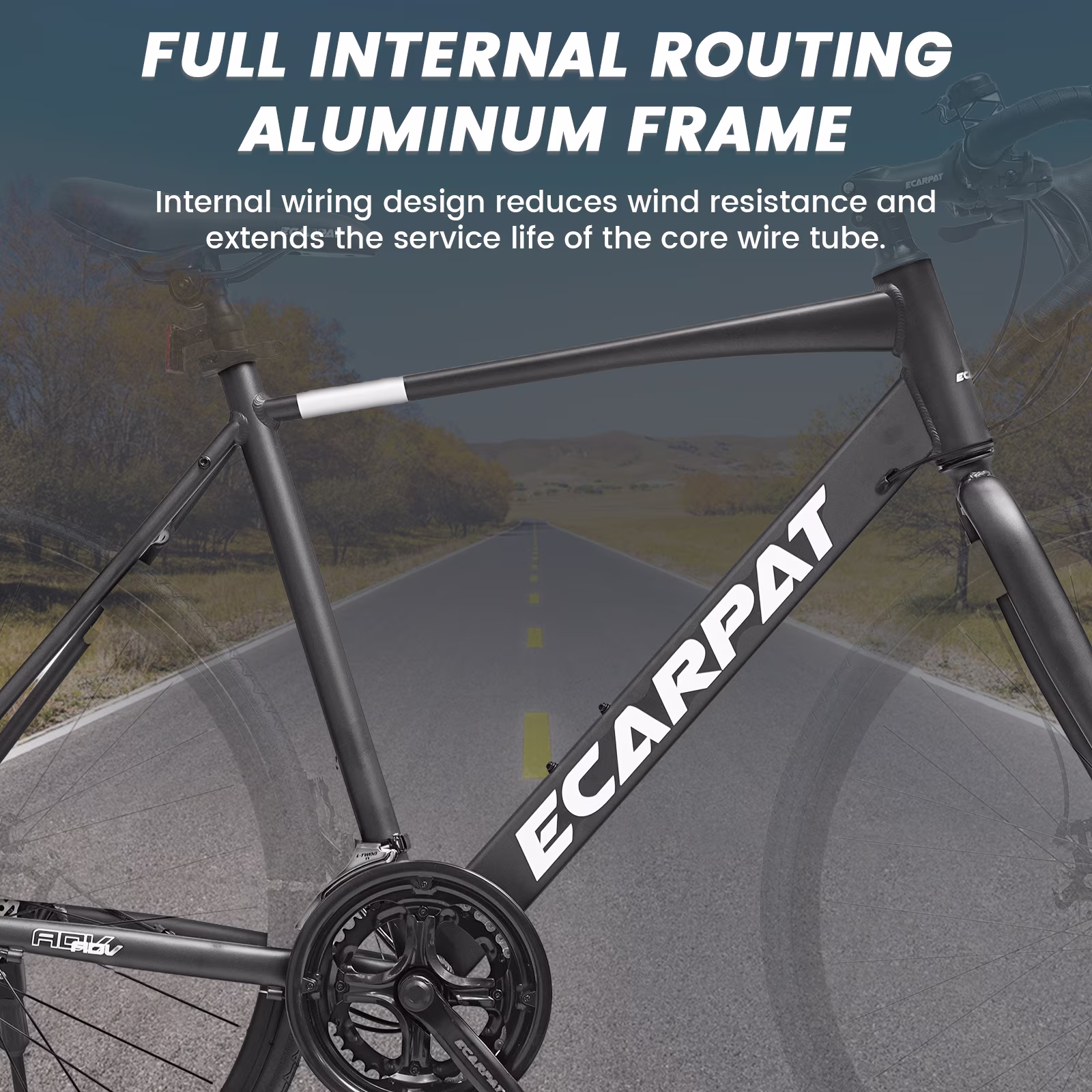 700C Road Bike for Adult Men and Women, 16 Speed Road Bicycle, Lightweight Aluminum Frame, Dual Disc Brake, Racing Bike, Adult City Commuter Bicycle, Black - Image 5