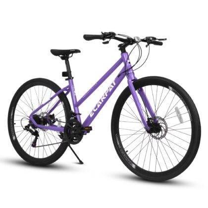 700C Road Bike for Men and Women, 21 Speed Road Bicycle, Lightweight Aluminum Frame, Dual Disc Brake, Racing Bike, Adult City Commuter Bicycle, Purple