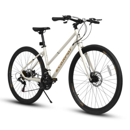 700C Road Hybrid Bike for Adult, 21-Speed Road Bike Road Bicycle Carbon Steel Frame/Dual-Disc Brakes/Multiple Colors