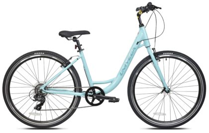 700C Univega Montega Step Thru Comfort Hybrid Adult Bicycle, Small Frame, Fits Rider 5'2" - 5'6", Unisex, Light Teal
