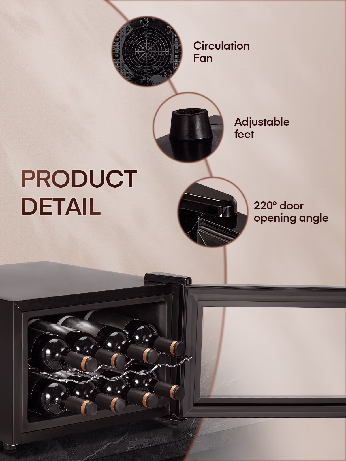 8 Bottles Freestanding Wine Cellar, Wine Fridge with Digital Temperature Control - Image 3