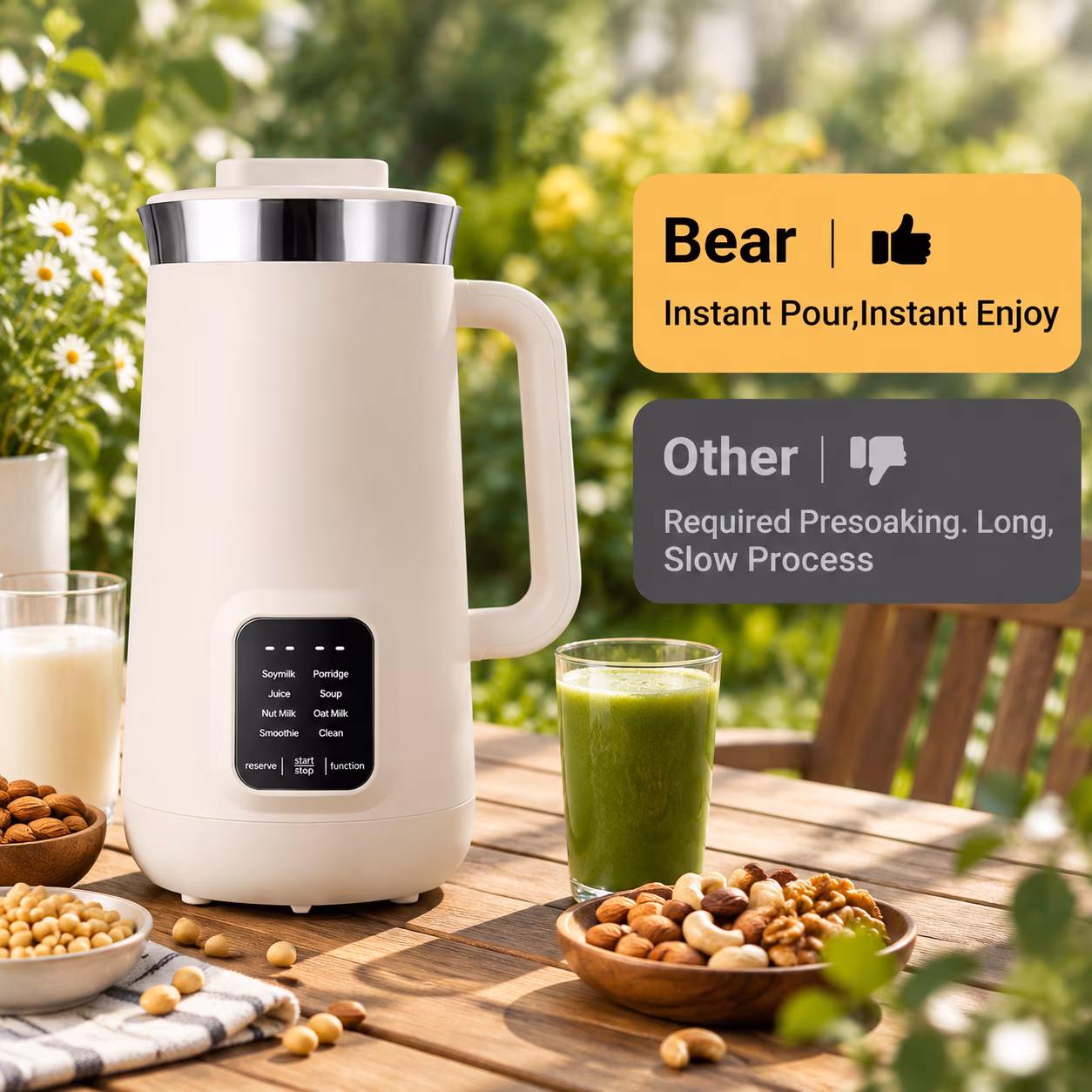 8-in-1 Nut Milk Maker, 40oz Compact Kitchen Appliance for Homemade Plant-Based Drinks - Image 2