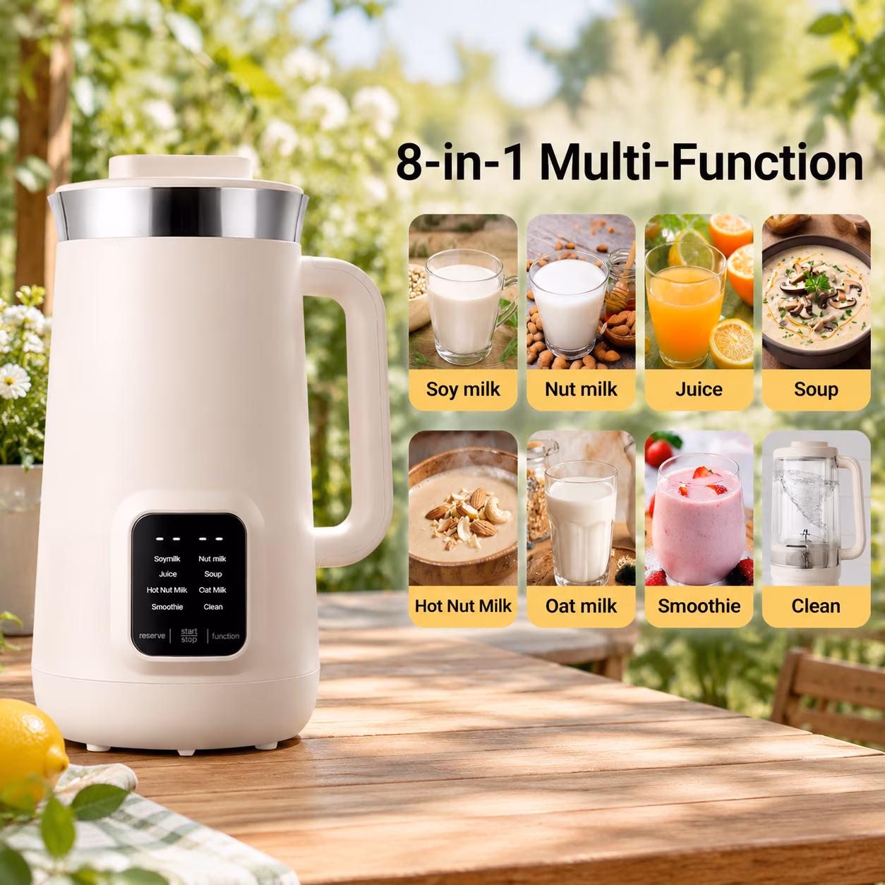 8-in-1 Nut Milk Maker, 40oz Compact Kitchen Appliance for Homemade Plant-Based Drinks - Image 3