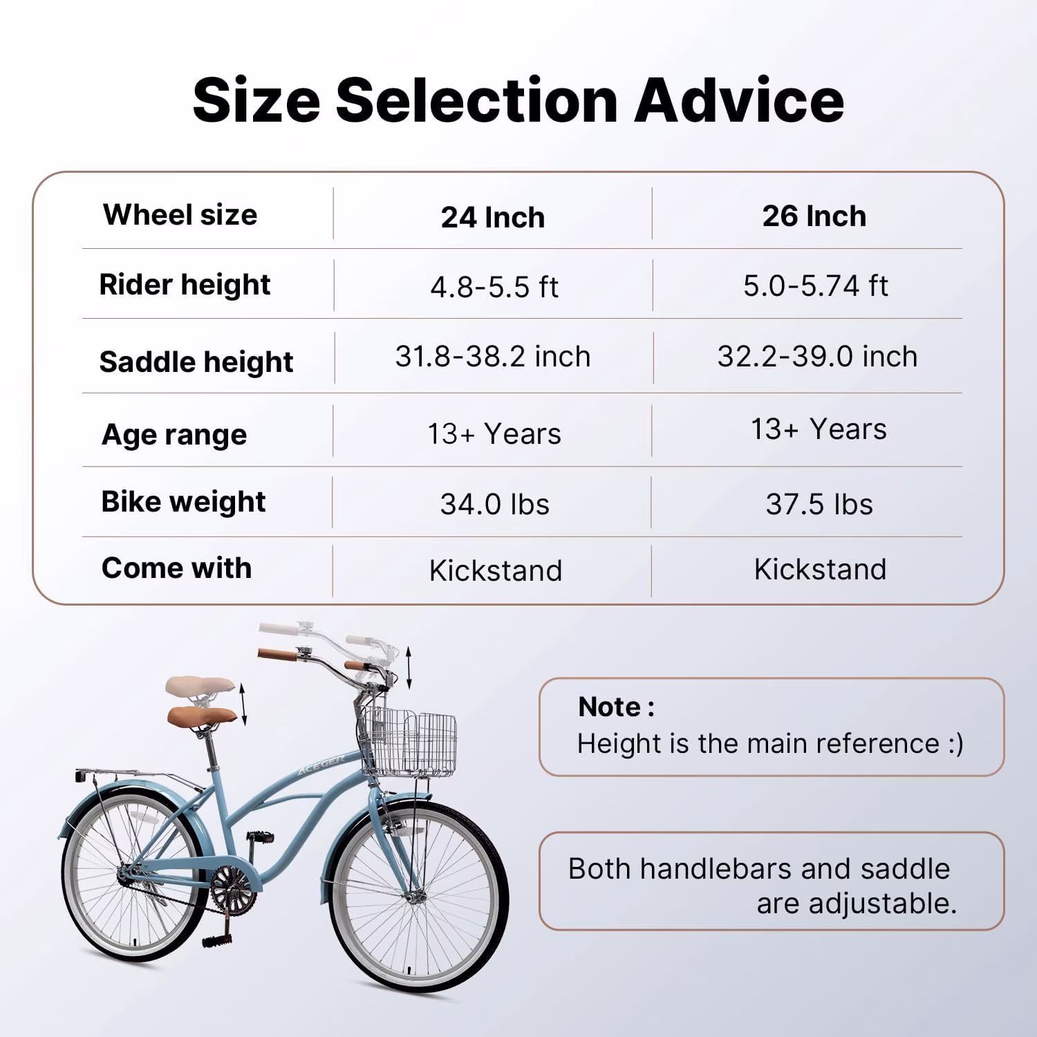 ACEGER 24 inch woman cruiser bike single speed bicycle with rattan basket and rear rack, Green - Image 4
