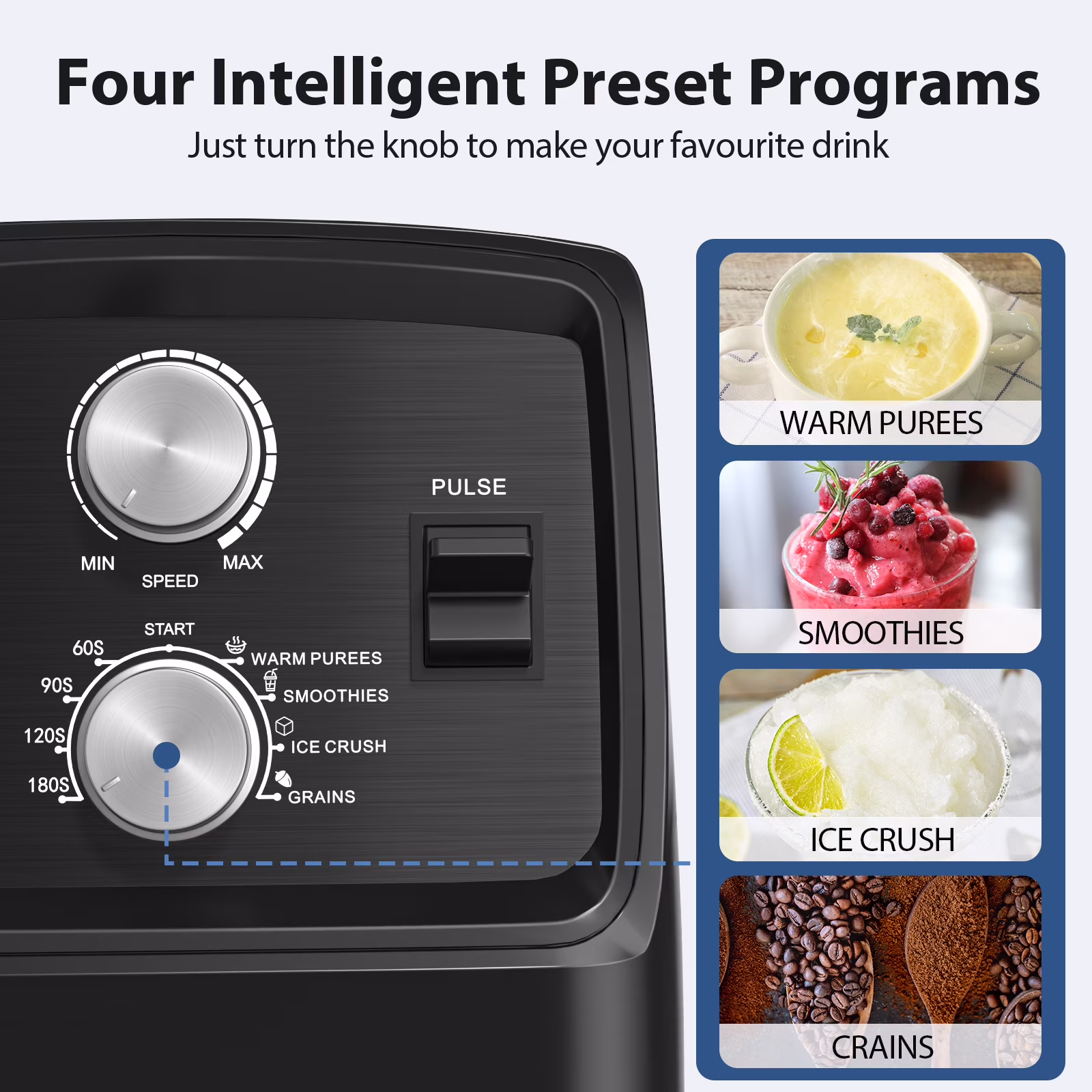 Aeitto Blender, Blenders for Kitchen with 1800W Motor, 68oz. Large Capacity, 2-in-1 Blender & Grinder Combo, BPA-Free Countertop Professional Blender for Smoothies, Ice Crush, Frozen Drinks, Silver - Image 2