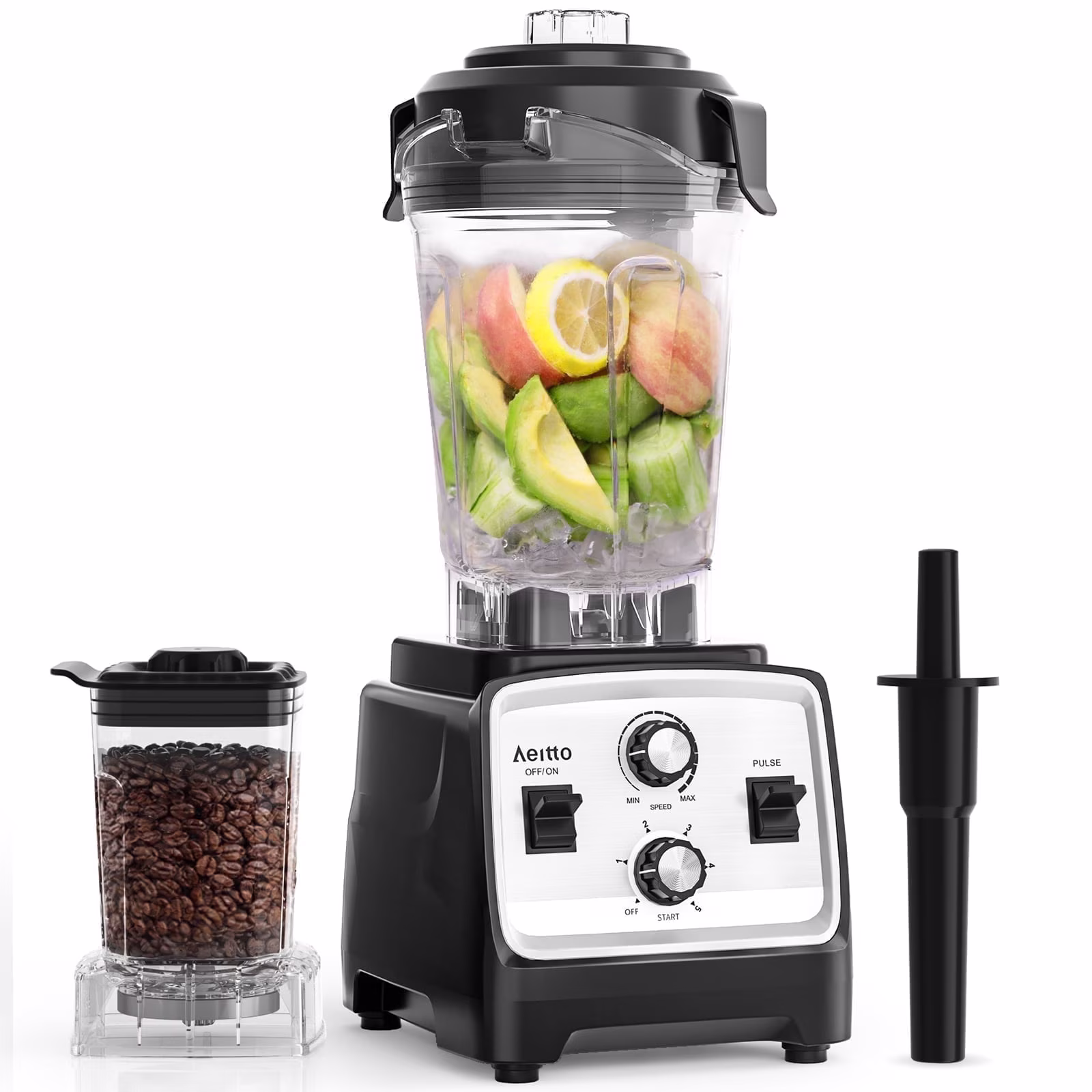 Aeitto Blender, Blenders for Kitchen with 1800W Motor, 68oz. Large Capacity, 2-in-1 Blender & Grinder Combo, BPA-Free Countertop Professional Blender for Smoothies, Ice Crush, Frozen Drinks, Silver