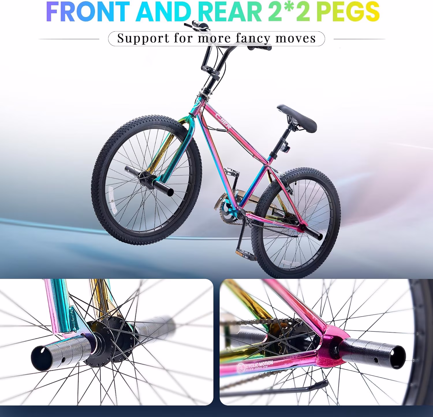 Akaber 20 Inch Kids Bike, BMX Bikes for Kids 6-14, Bike for Boys and Girls with 4 Pegs, High-Carbon Steel BMX Frame, 360° Handlebar Rotation - Image 4