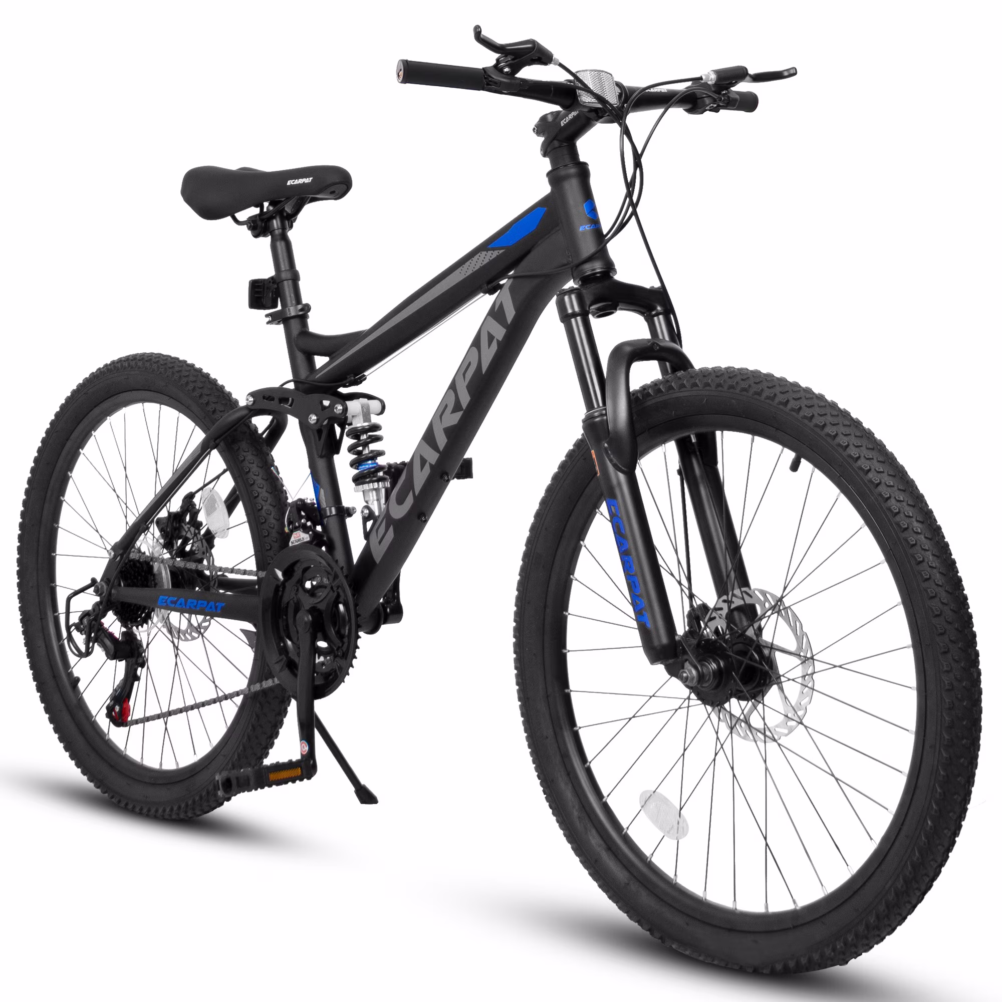 Alvantor 24" Mountain Bike, 21-Speed Full Suspension MtB with Disc Brakes - Black
