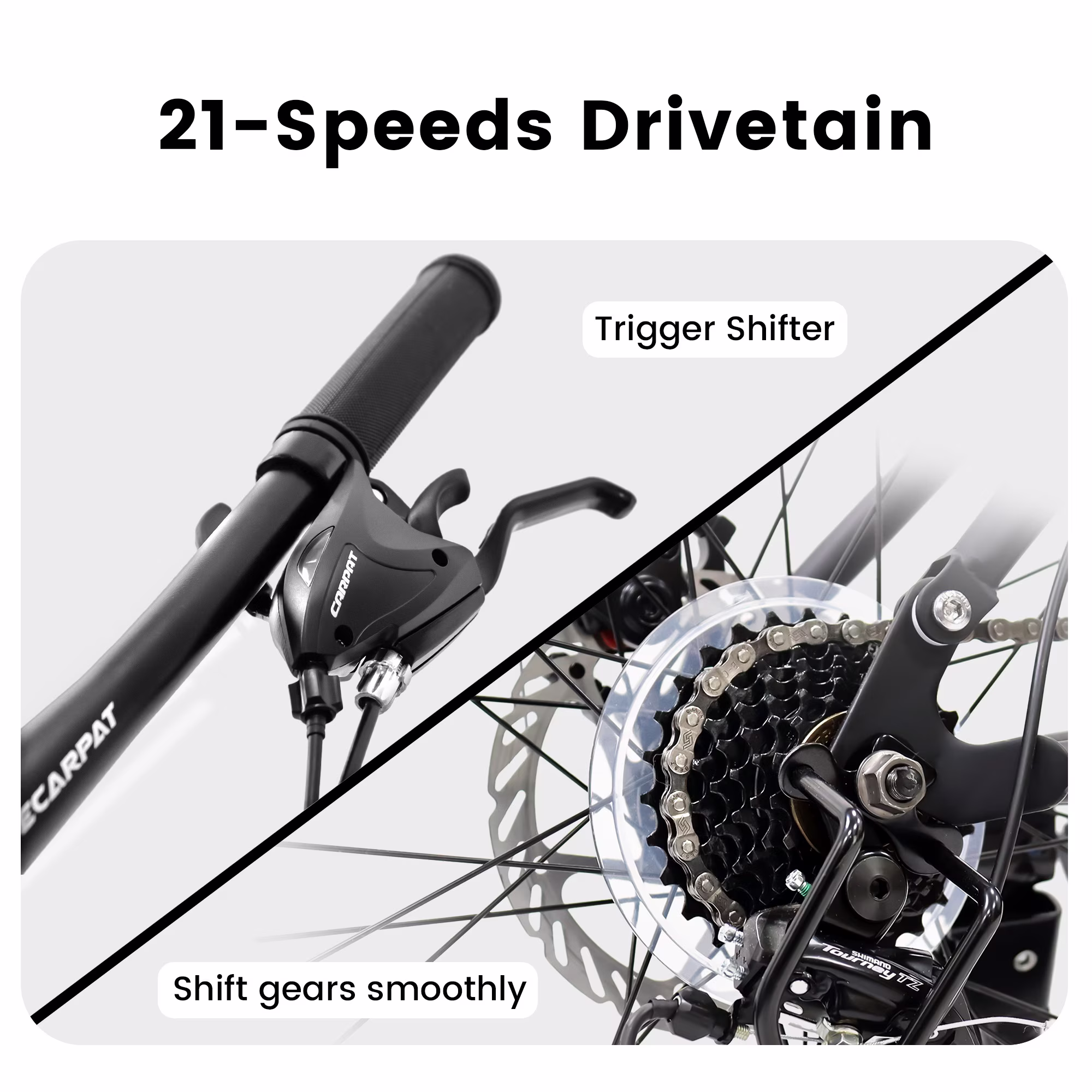 Alvantor 24" Mountain Bike, 21-Speed Full Suspension MtB with Disc Brakes - Black - Image 3