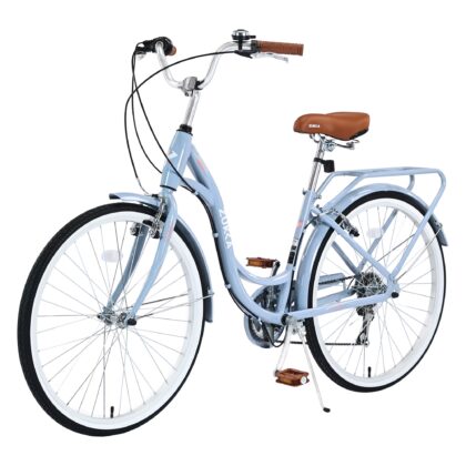 Alvantor Women's 24-Inch 7-Speed Step-Through Cruiser Bicycle, Blue