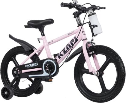 Ambifirner 16" Bike for 4-7 Year Olds - Adjustable Training Wheels & Safety Basket Water Bottle-High Steel Frame