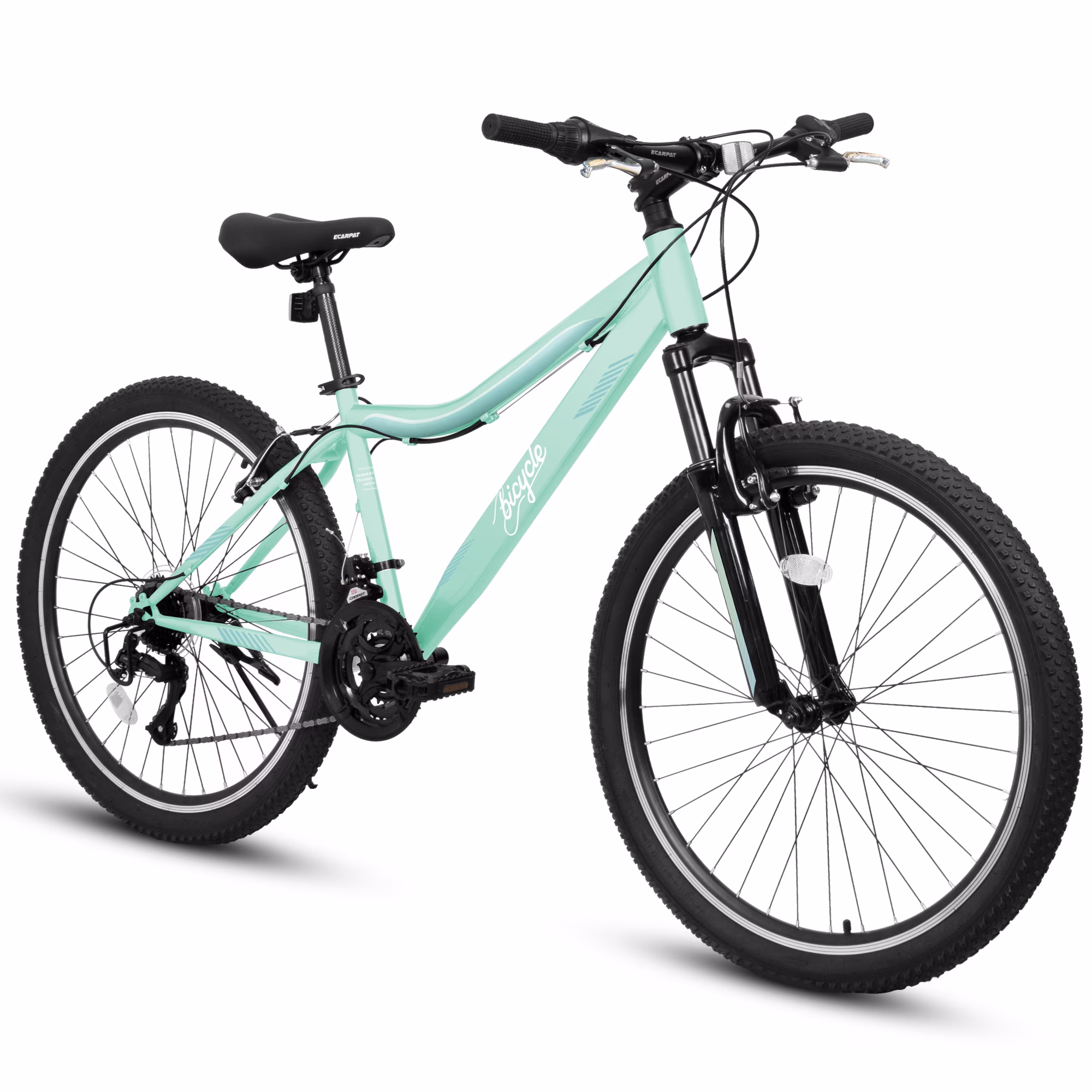 Ambifirner 24/26 Inch Mountain Bike with High-Density Carbon Steel Frame, 21-Speed Gears, Front Suspension, Dual V-Brakes, 80% Pre-Assembled for Men, Women, Teens