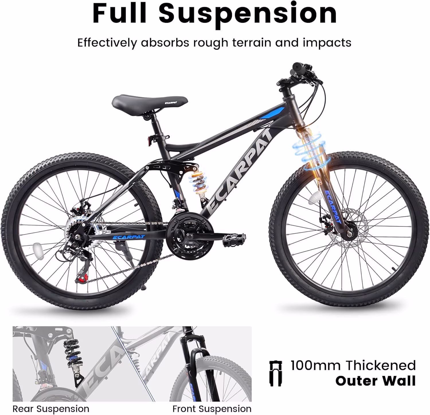 Ambifirner 26 inch City Bike Mountain Bike - Full Shimano 21 Speed - Dual Disc Brake - High-Carbon Steel Frame - Front Suspension for Gift - Image 4