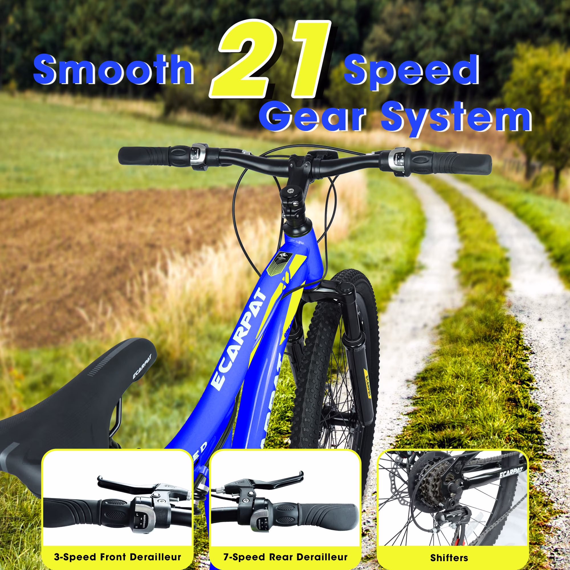 Ambifirner 26 Inch Mountain Bike with 21-Speeds & Full Suspension Steel Frame, Alloy Rims, Disc Brakes For All Terrains, Men & Women, Multiple Colors - Image 3
