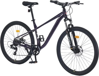 Ambifirner 27.5 Inch Mountain Bike, Mens Womens MTB with 8 Speeds, High-Tensile Steel Frame, Disc Brake, Hardtail Bicycle for Adults