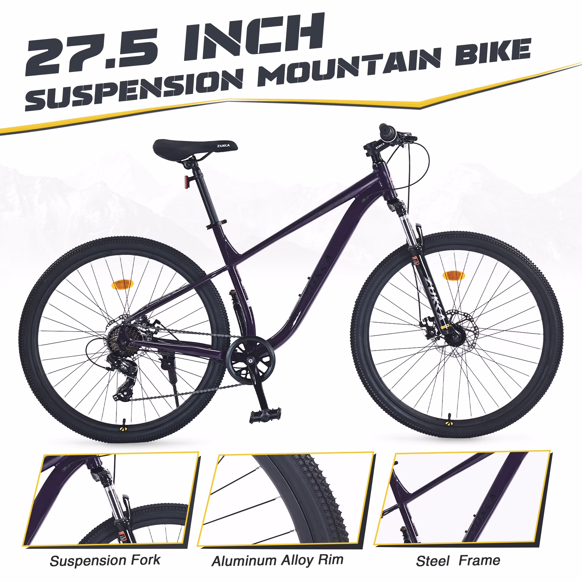 Ambifirner 27 inch Men Mountain Bike - 8-Speed Gear System & Wanda All-Terrain Tires - 85% Pre-Built Cycling Bike - Image 4