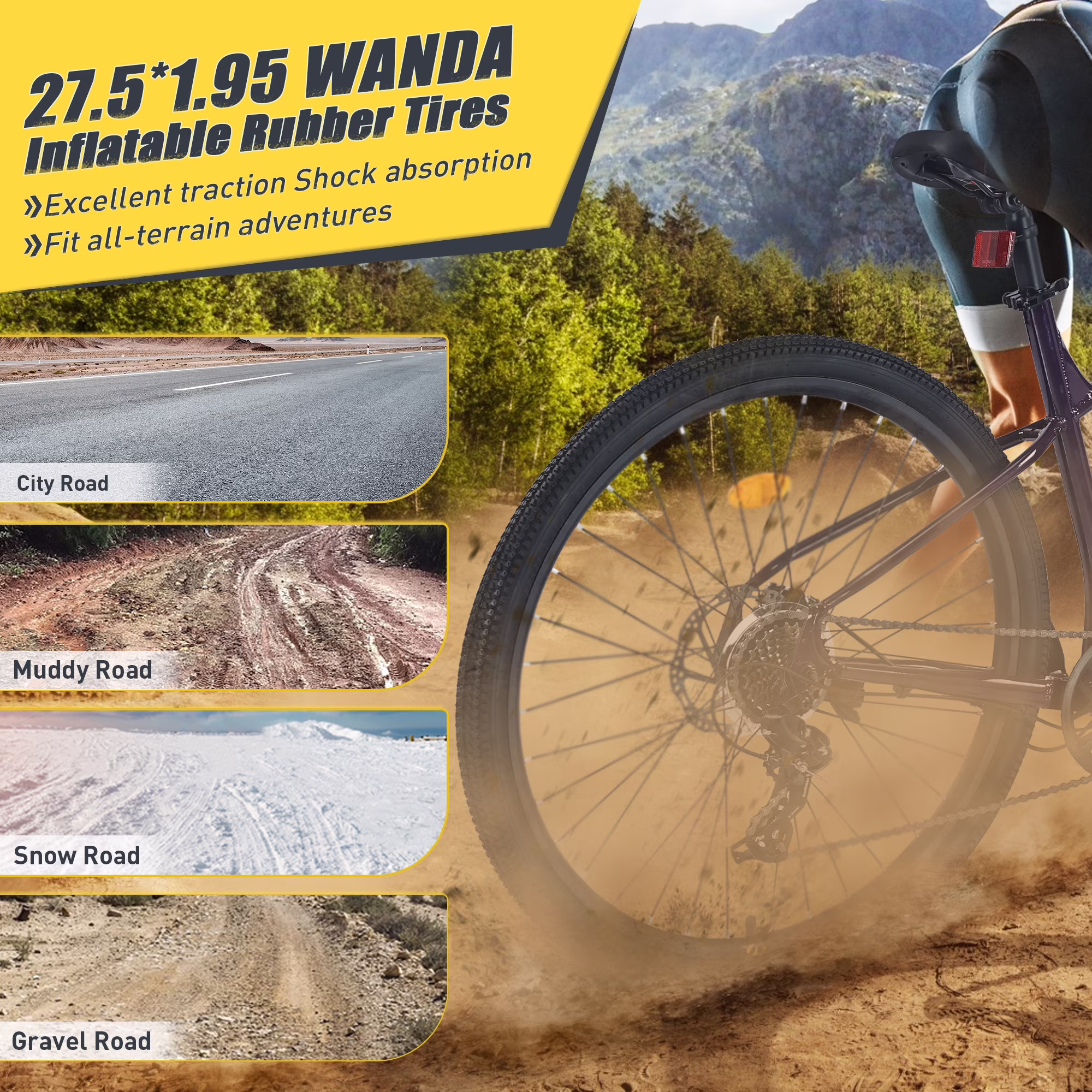 Ambifirner 27 inch Men Mountain Bike - 8-Speed Gear System & Wanda All-Terrain Tires - 85% Pre-Built Cycling Bike - Image 5
