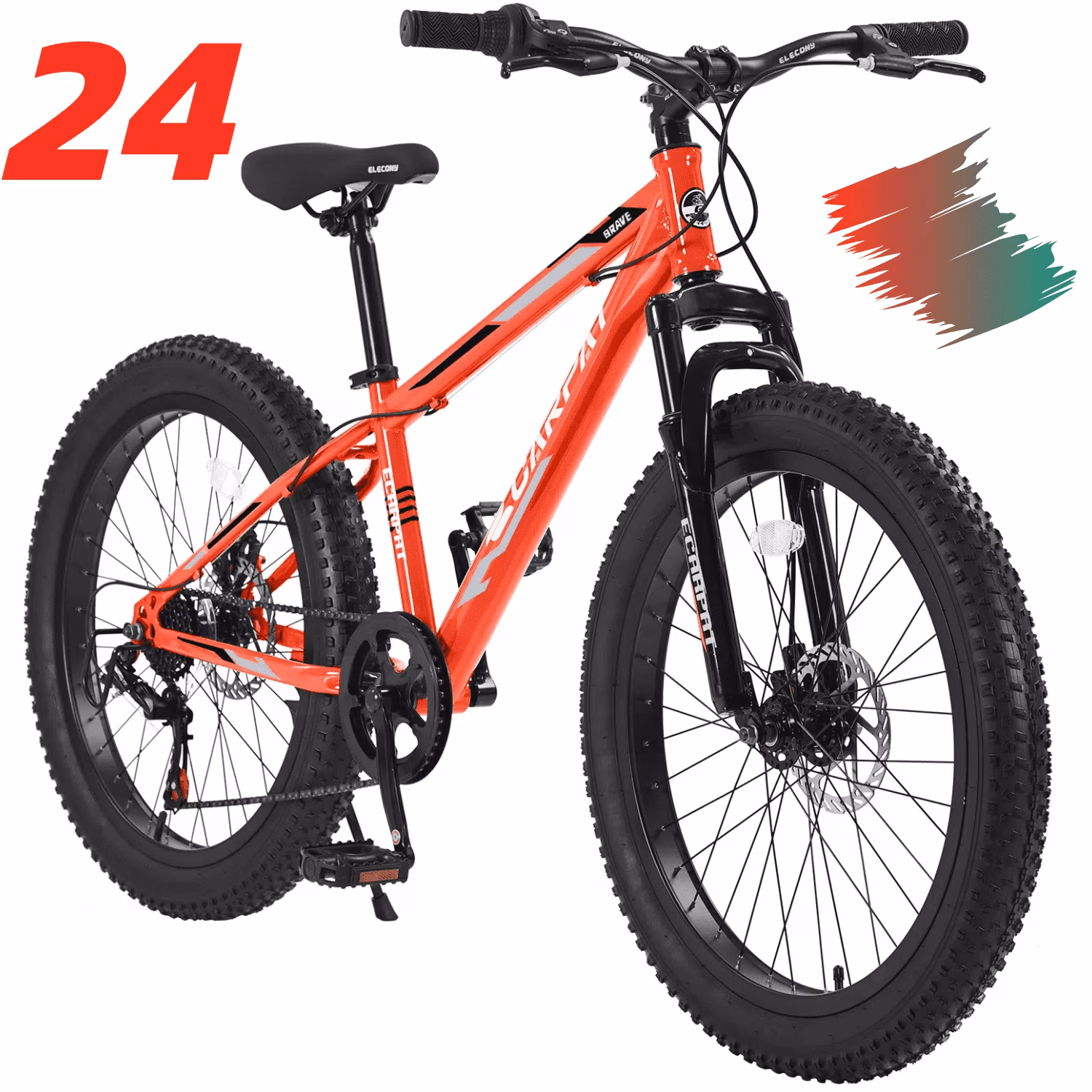 Ambifirner Fat Tire Bikes: Adult's 24" Mountain Bikes Full Suspension Mountain Trail Bike 7 Speeds Drivetrain for Beach and Snow Bicycle