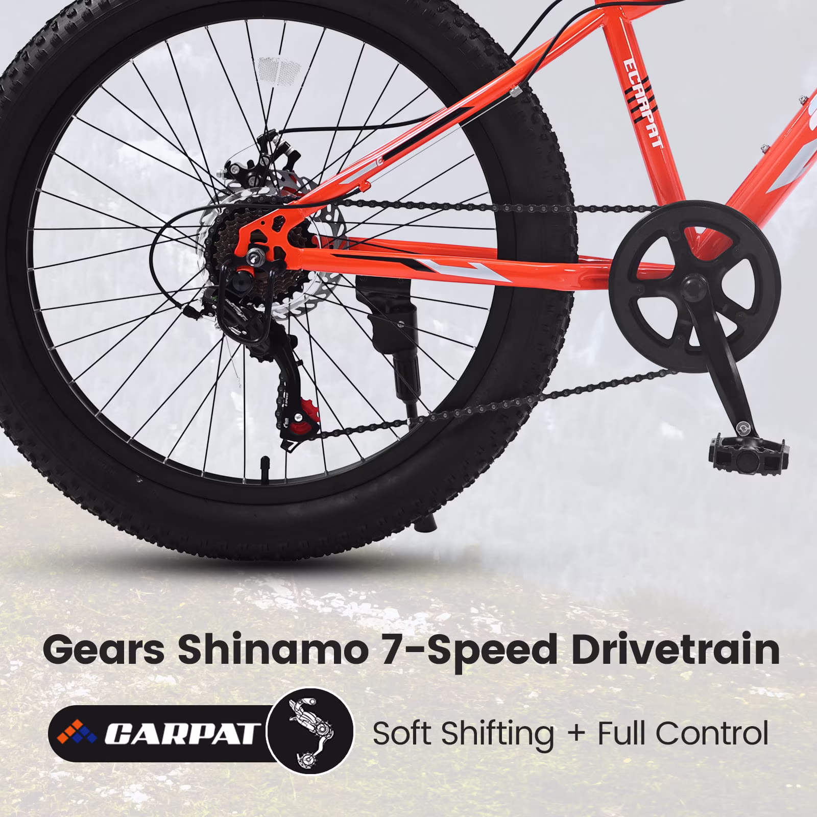Ambifirner Fat Tire Bikes: Adult's 24" Mountain Bikes Full Suspension Mountain Trail Bike 7 Speeds Drivetrain for Beach and Snow Bicycle - Image 3