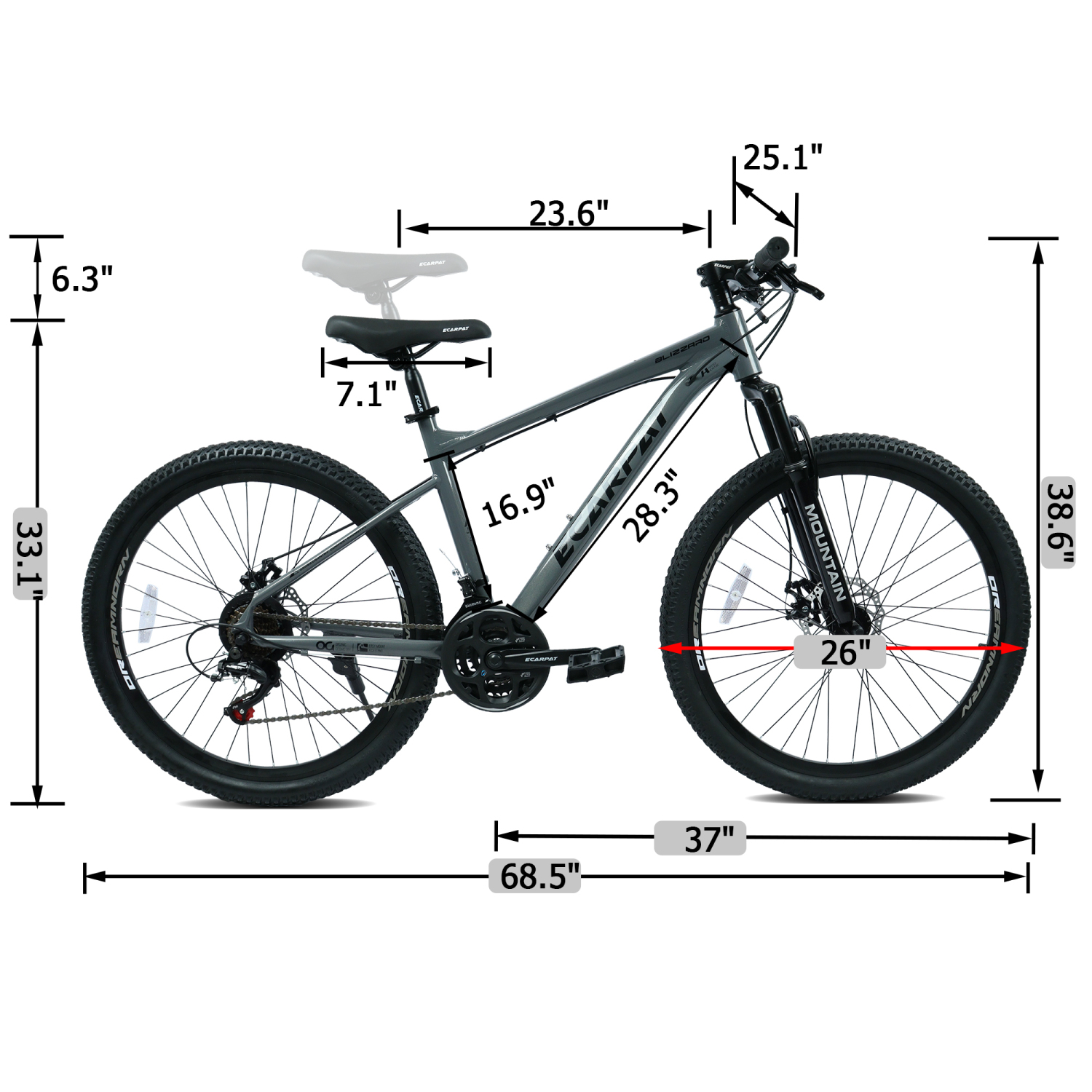 Ambifirner Mens Mountain Bikes: 21 Speeds Lightweight Cycling Bicycles, Dual Disc/V Brake,Metal Frame Bicycle for Men and Women, Adult Racing Bike with Comfort Seats - Image 4