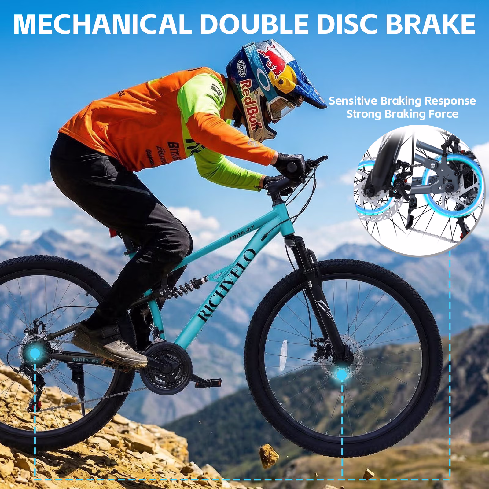 Ambifirner Mountain Bike for Adults 26 inch: 21-Speed Bicycle for Men and Women Disc Brakes & Full Suspension, Adjustable Saddle, Easy Install - Image 5