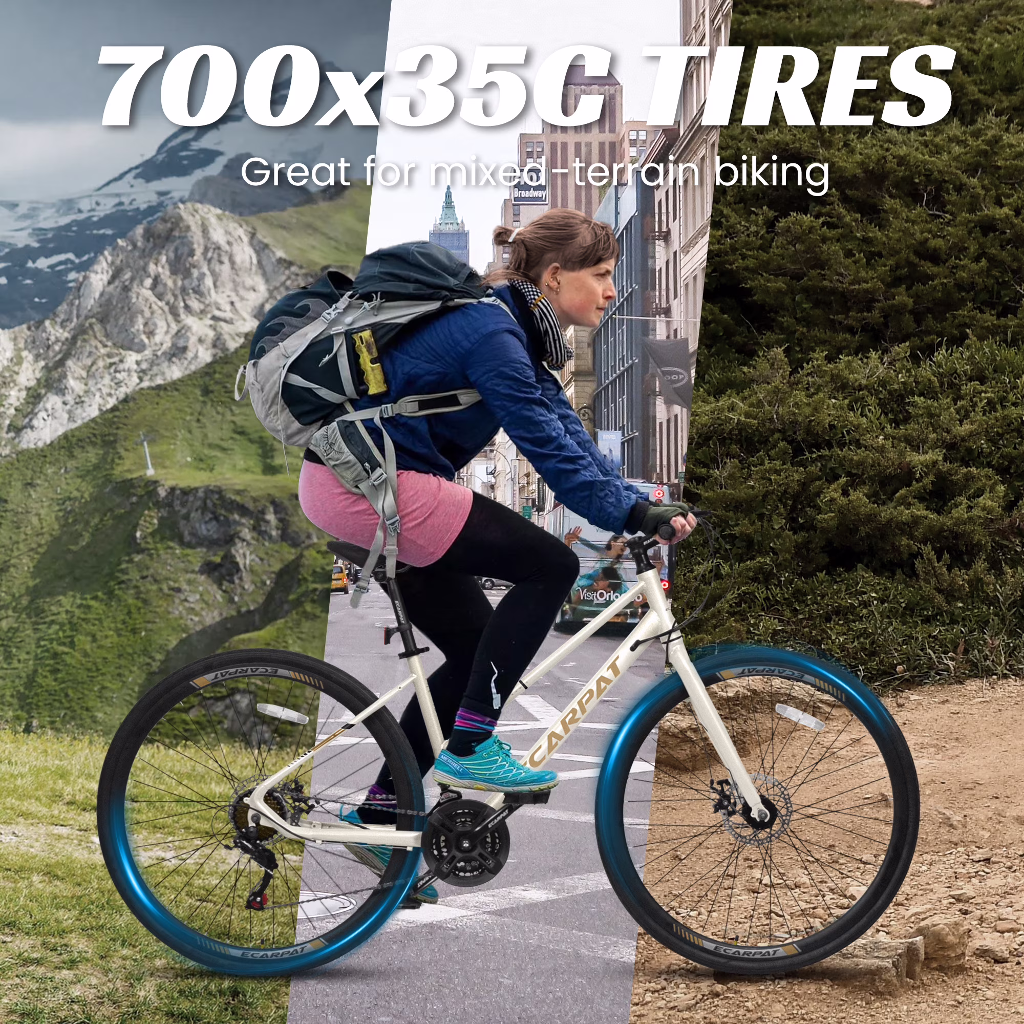 Ambifirner Road Hybrid Bike for Women with Kickstand, Lightweight Step Through 700c Aluminum Alloy Frame, 21-Speed Drivetrain, Multiple Colors - Image 5