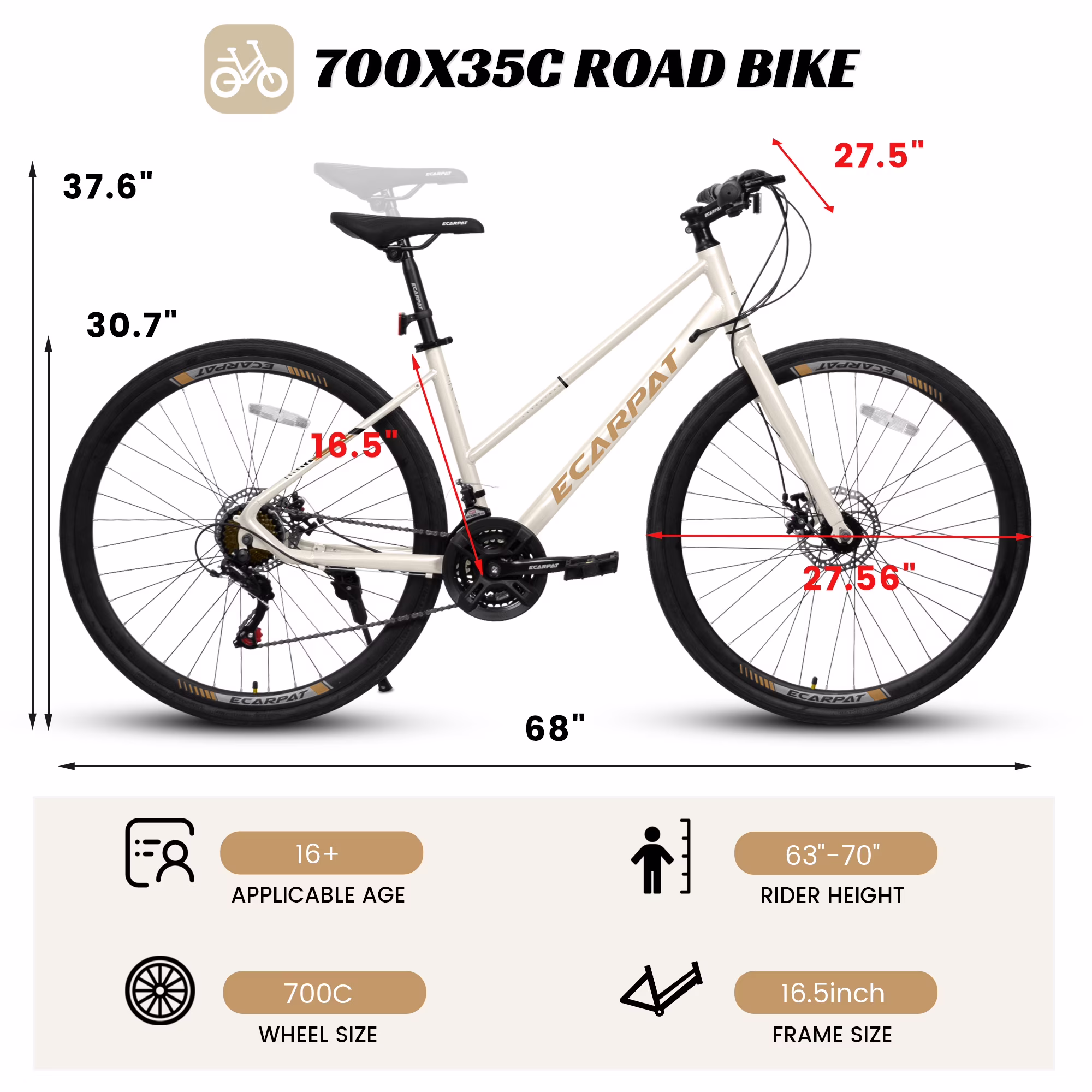 Ambifirner Road Hybrid Bike for Women with Kickstand, Lightweight Step Through 700c Aluminum Alloy Frame, 21-Speed Drivetrain, Multiple Colors - Image 2