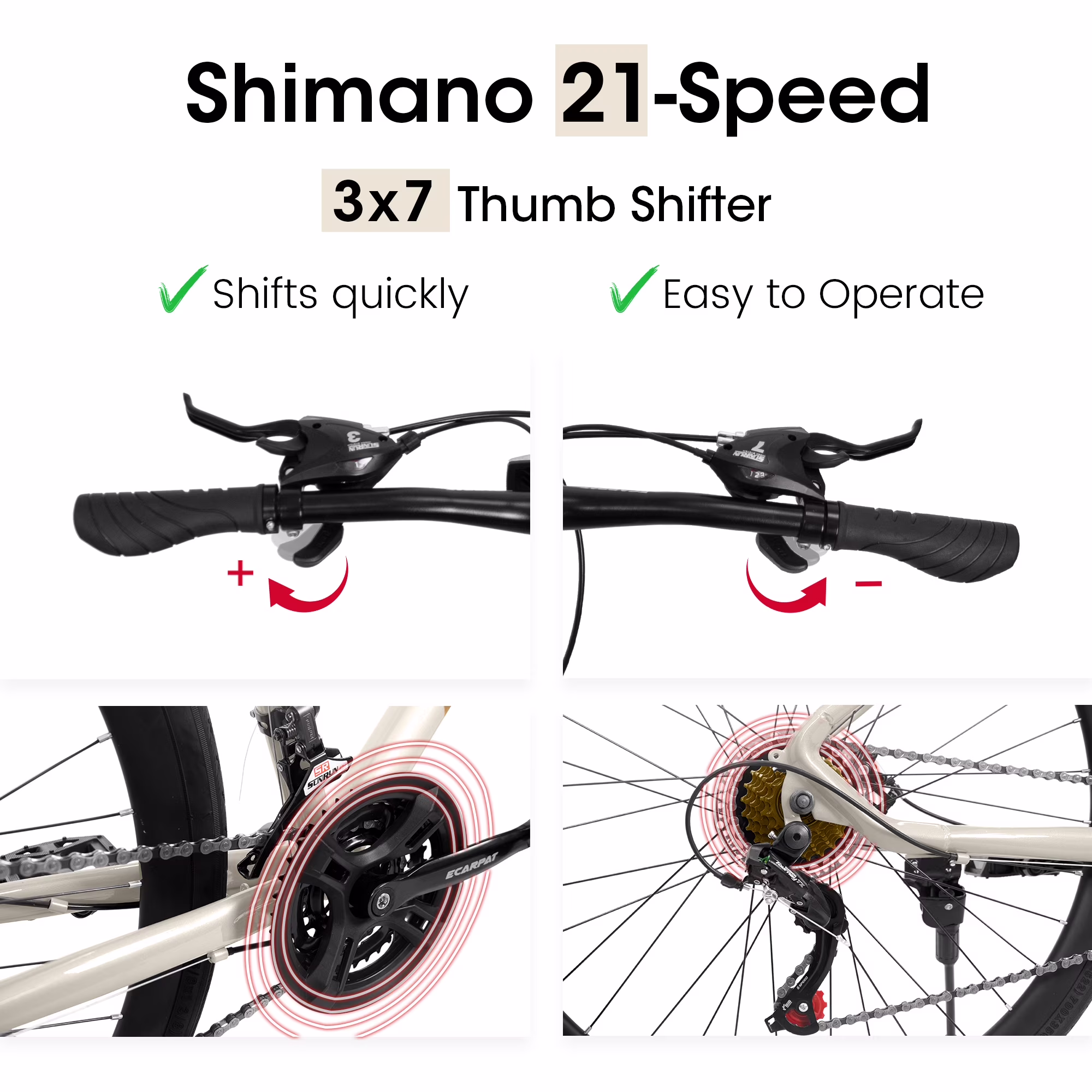 Ambifirner Road Hybrid Bike for Women with Kickstand, Lightweight Step Through 700c Aluminum Alloy Frame, 21-Speed Drivetrain, Multiple Colors - Image 4