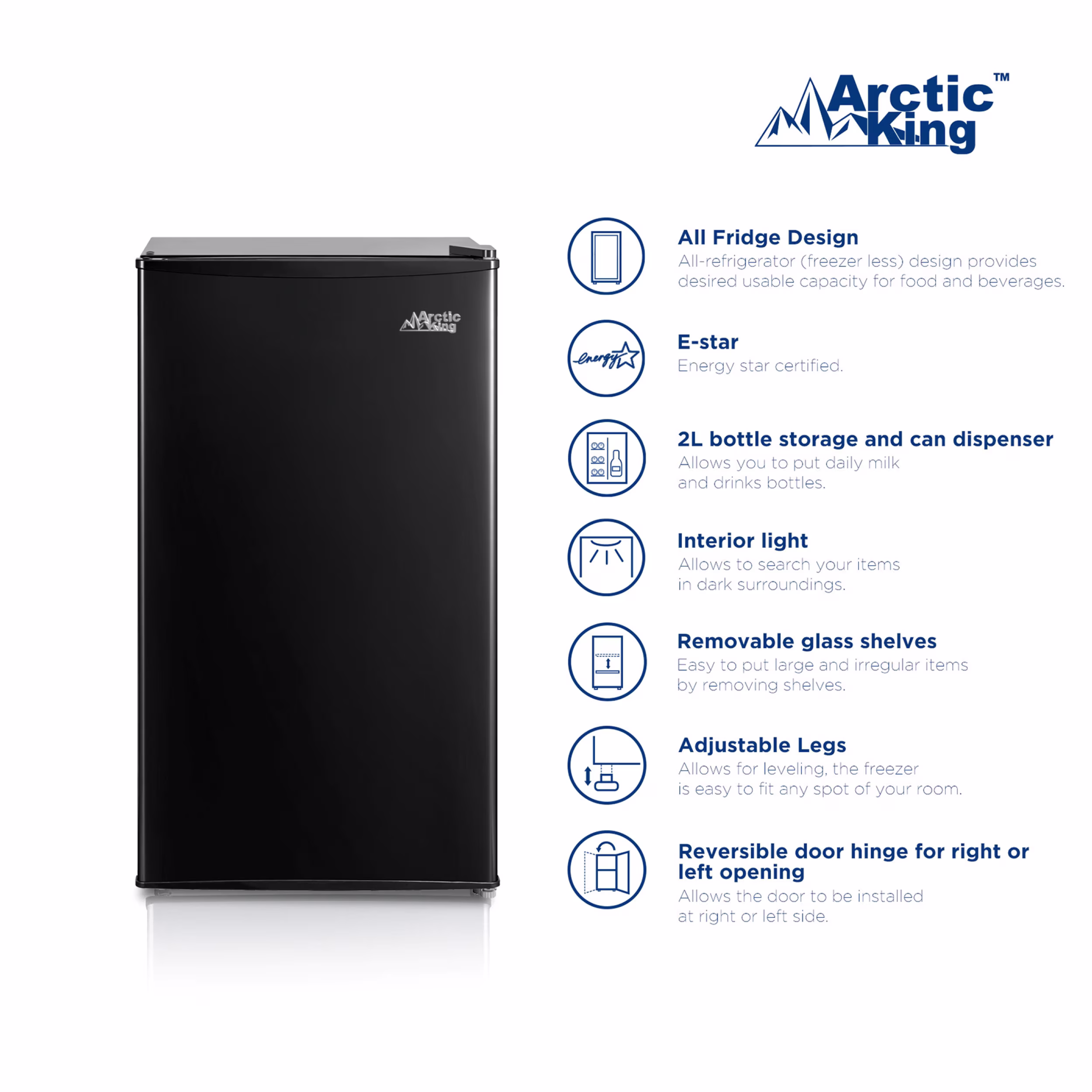 Arctic King 3.3 Cu ft Single Door Compact Refrigerator, Black - Image 2