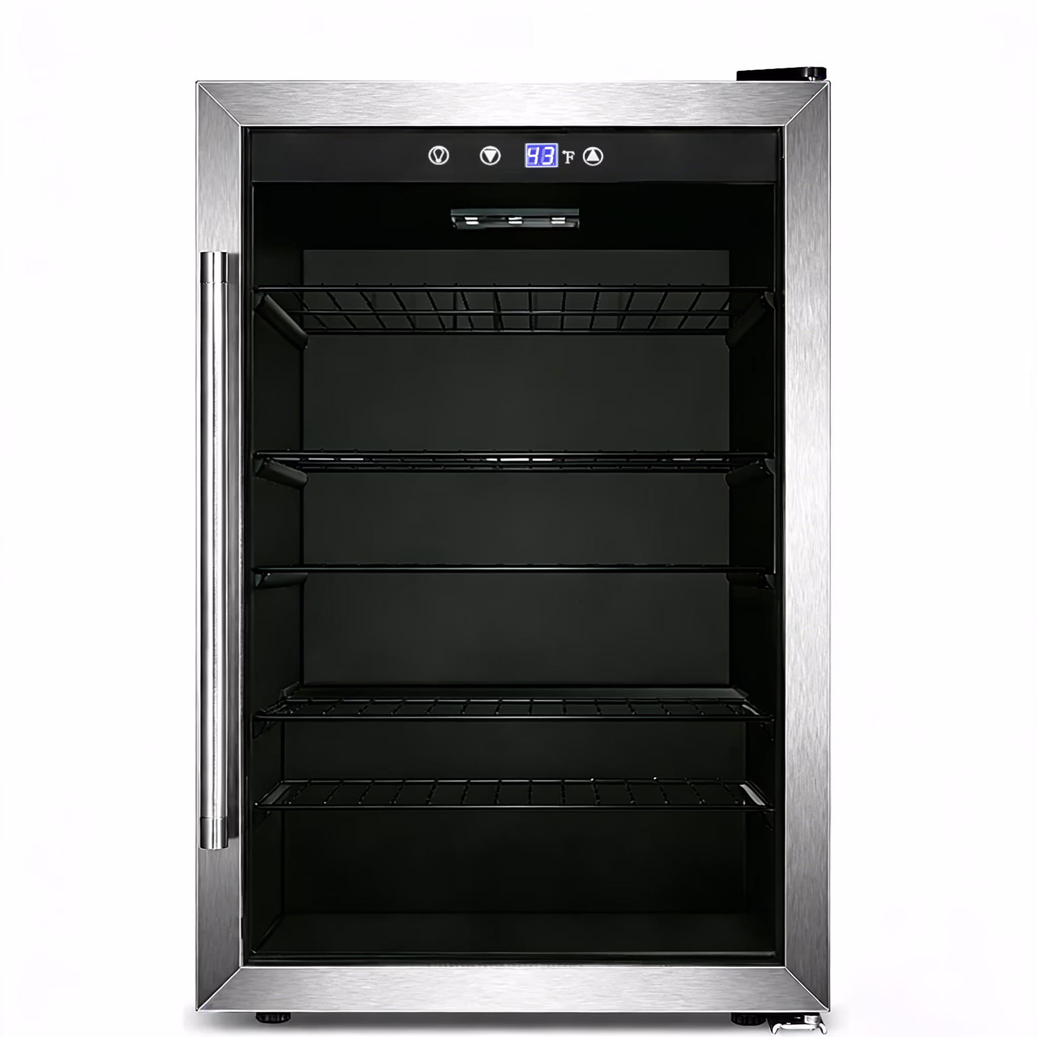 Auseo 150 Can Beverage Refrigerator Cooler with Stainless Steel Frame,Drink Fridge with Glass Door & Handle for Home - Image 3