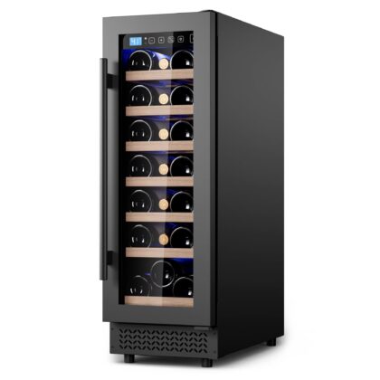AVAHUM 12 Inch 21-Bottle Under Counter Wine Refrigerator, Professional Built-In Wine Cooler, Round Handle