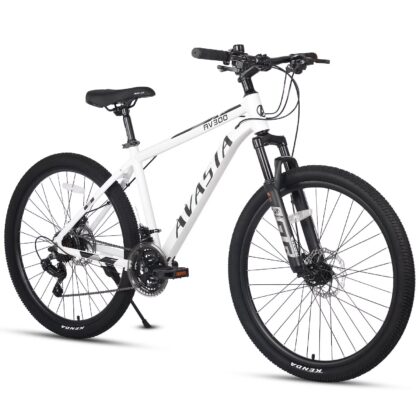 AVASTA AV300 27.5 inch Mountain Bike with 21-Speed，Aluminum Frame, Dual Disc Brake, Comfortable Saddle,White