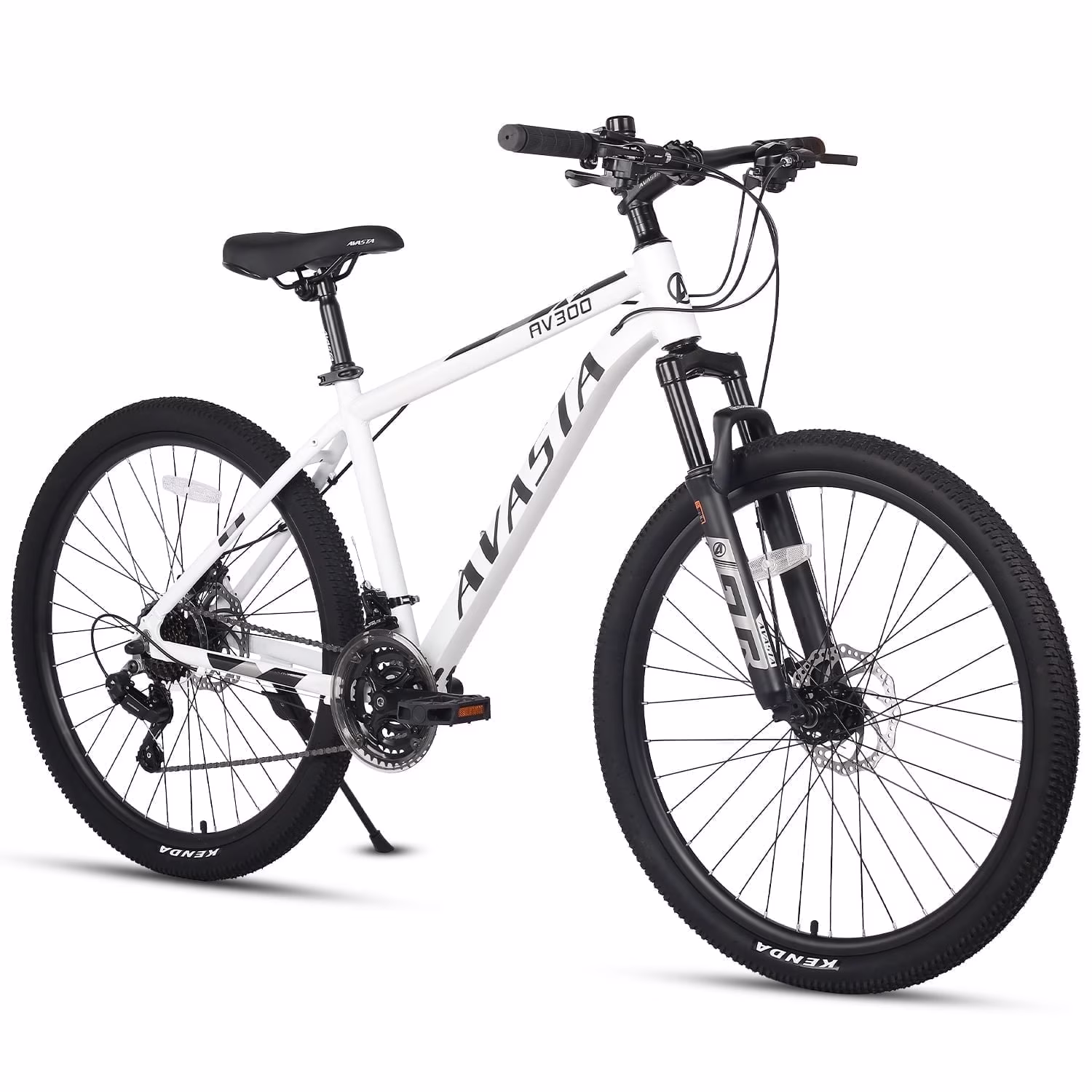 AVASTA AV300 27.5 inch Mountain Bike with 21-Speed,Aluminum Frame, Dual Disc Brake, Comfortable Saddle,White