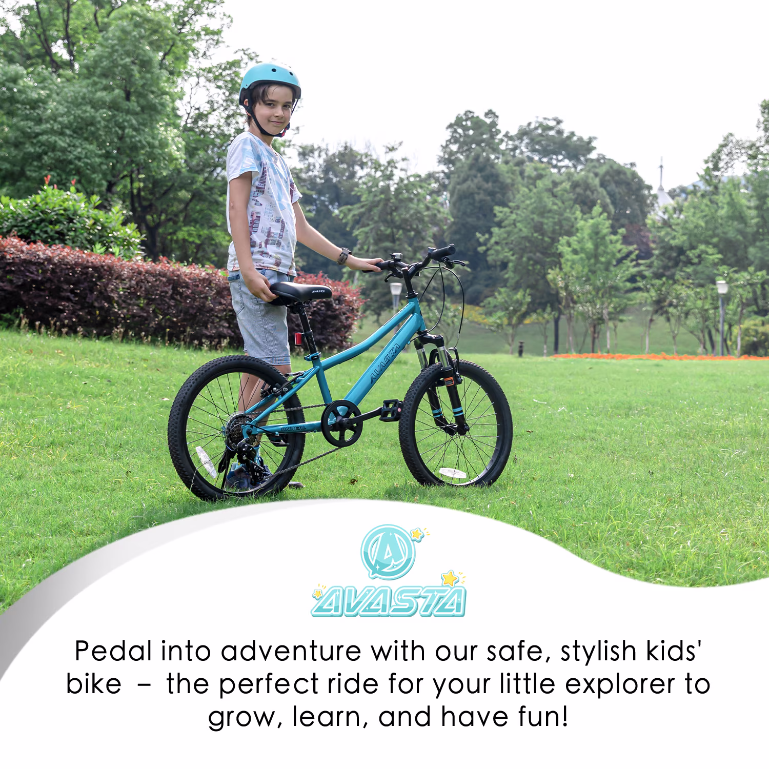 AVASTA Govet 20'' Kids Mountain Bike for 6-12 Years Old Boys Girls with Suspension Fork, 6 Speeds Drivetrain, Cyan - Image 4