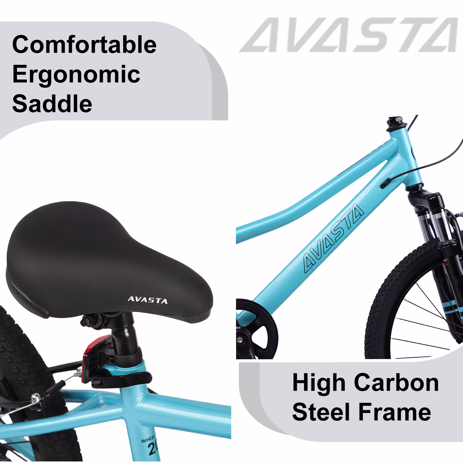 AVASTA Govet 20'' Kids Mountain Bike for 6-12 Years Old Boys Girls with Suspension Fork, 6 Speeds Drivetrain, Cyan - Image 5